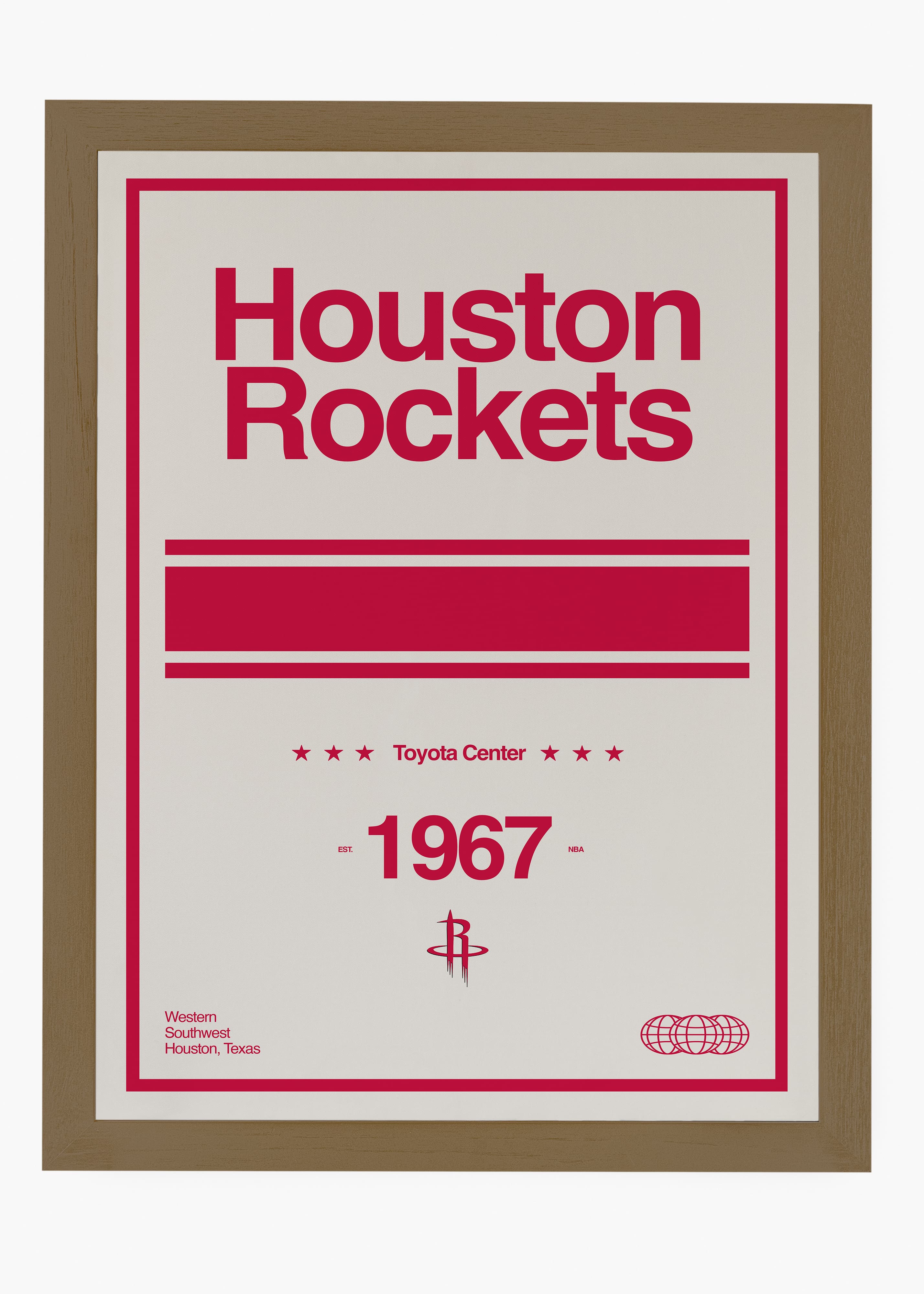 Quadro decorativo NBA Houston Rockets — arte de basquete para parede | Cübe Quadros