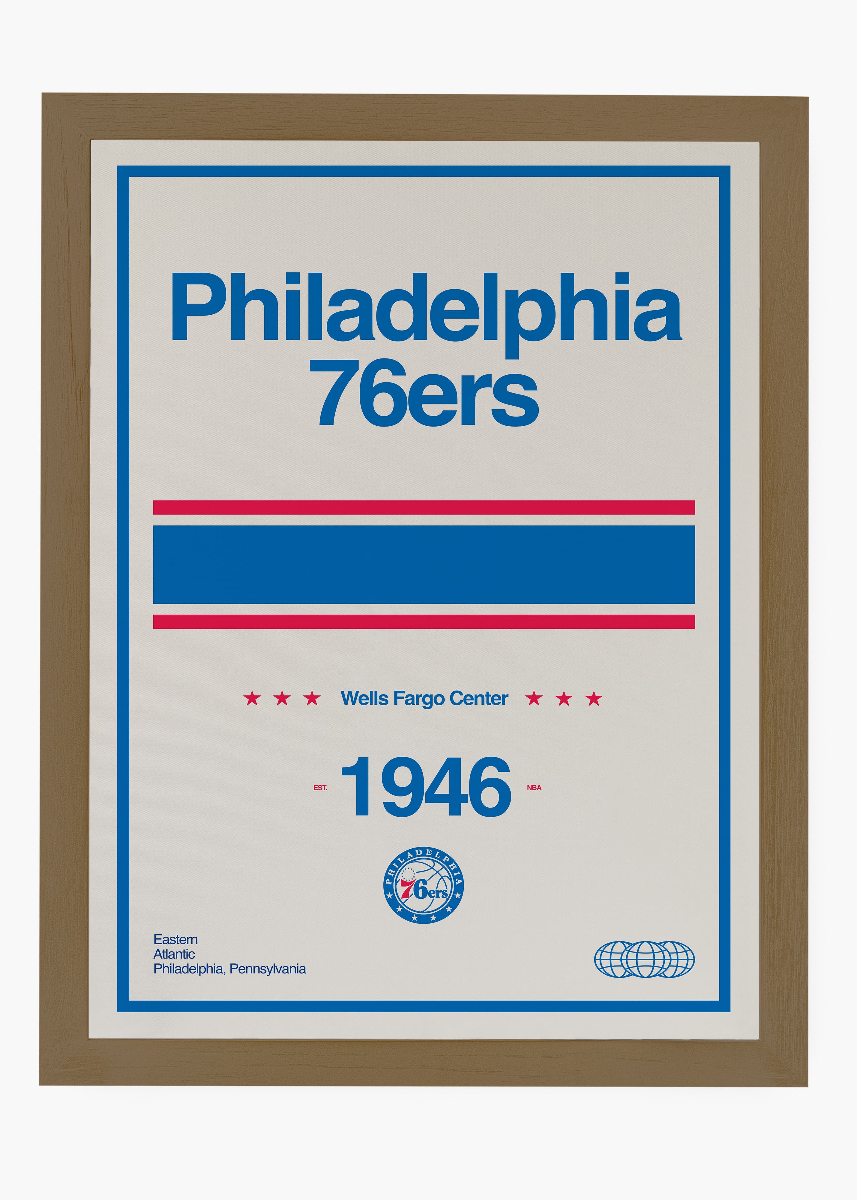 Quadro decorativo NBA Philadelphia 76ers — arte de basquete para parede | Cübe Quadros