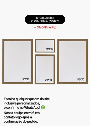 KIT 4 Quadros - Mix de Tamanhos (21x30 + 30x45 + 2un 50x70)