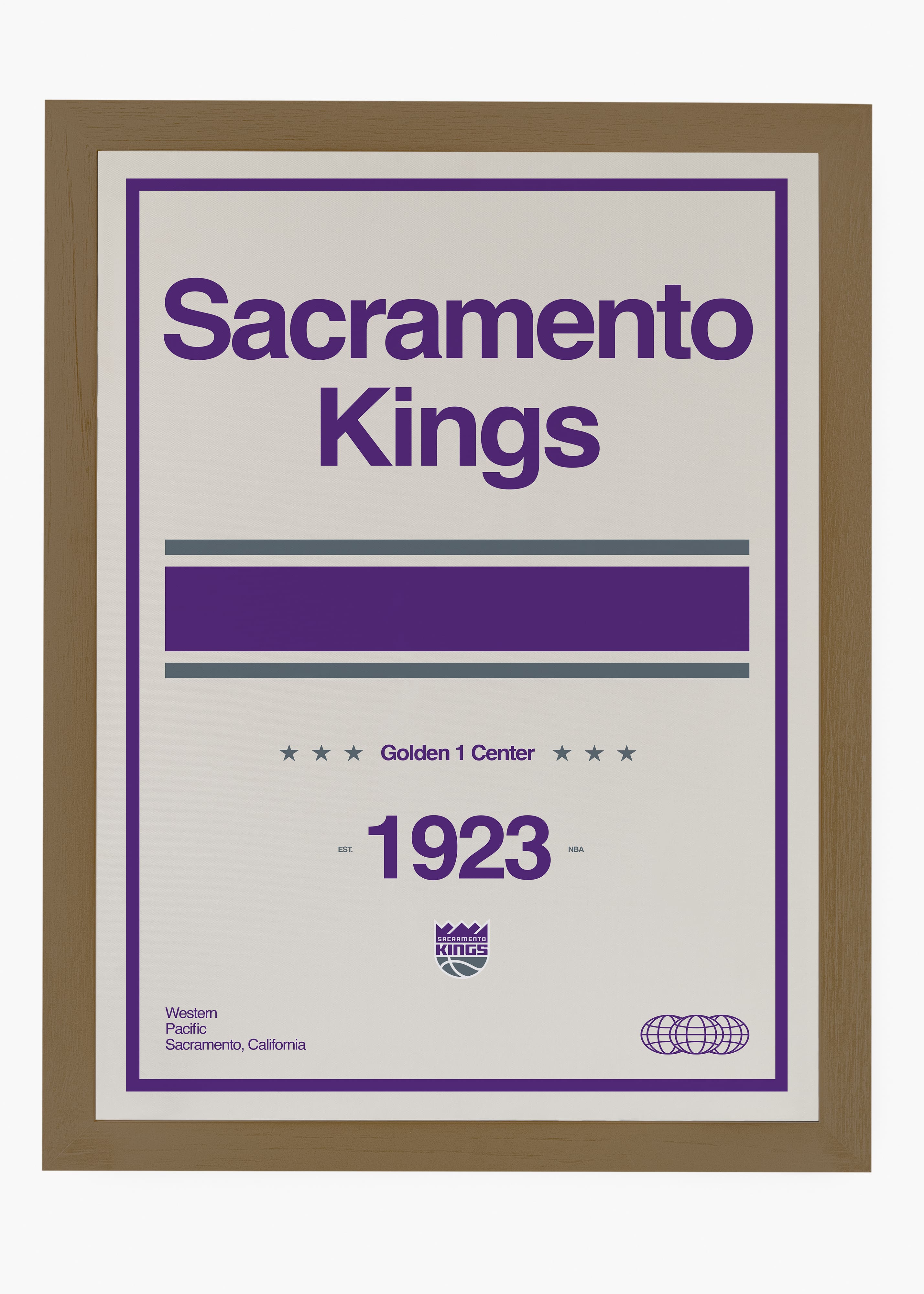 Quadro decorativo NBA Sacramento Kings — arte de basquete para parede | Cübe Quadros