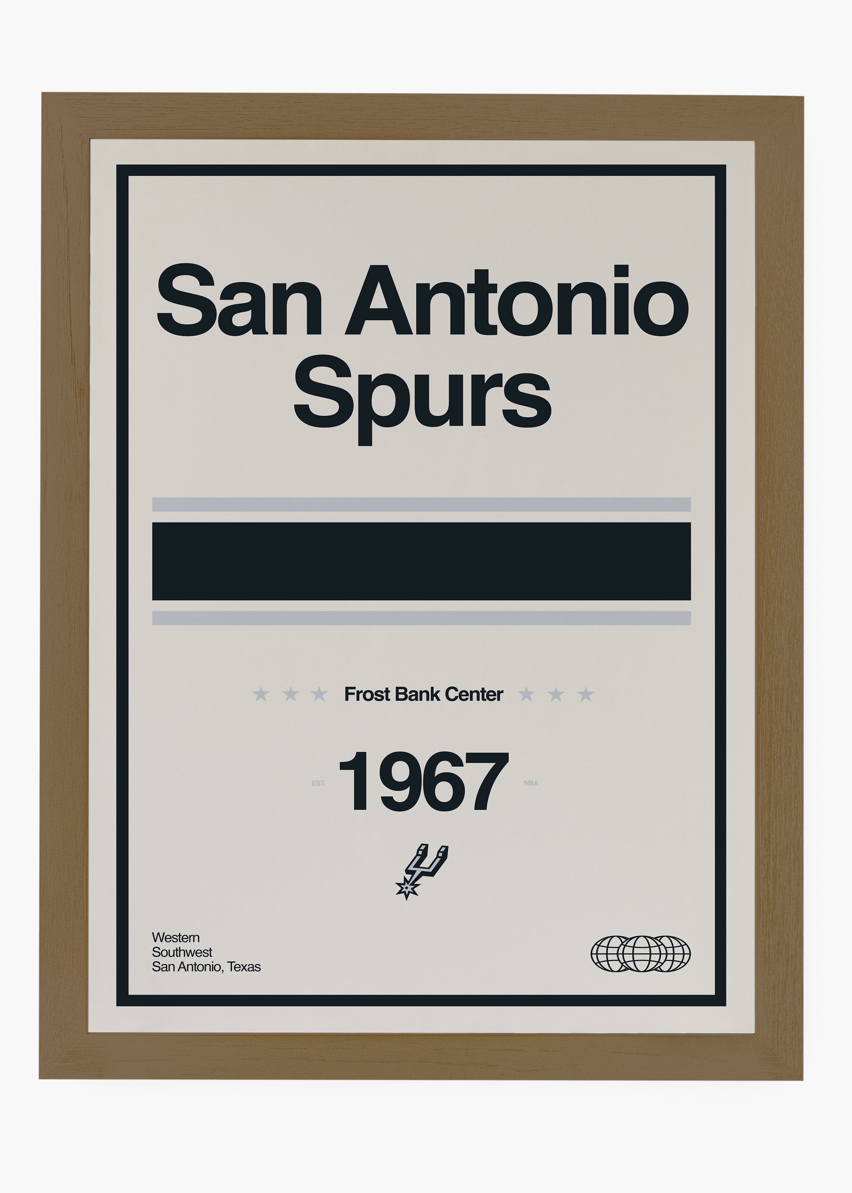 Quadro decorativo NBA San Antonio Spurs — arte de basquete para parede | Cübe Quadros