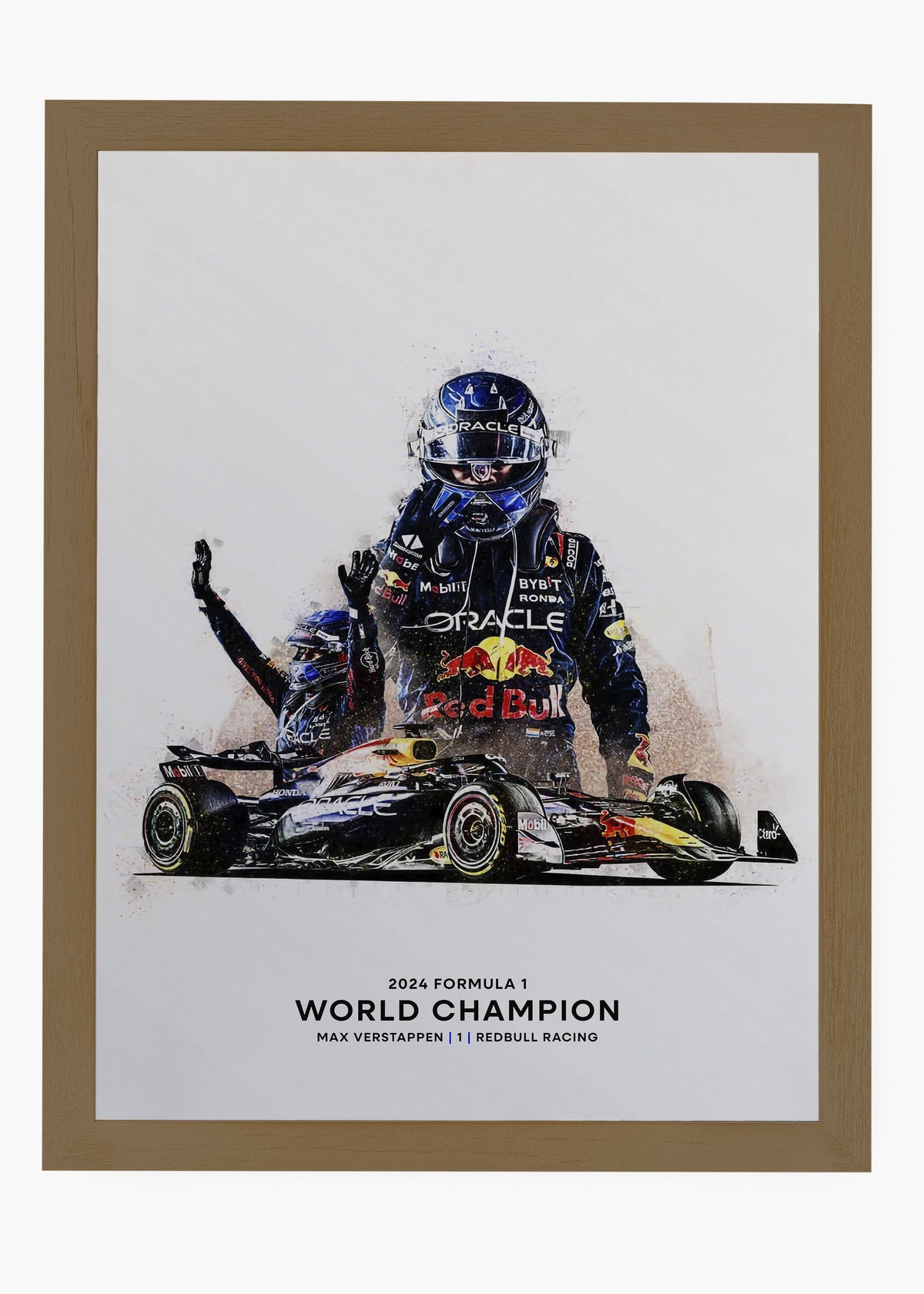 Quadro decorativo Max Verstappen World Champion 2024 — arte de automobilismo para parede | Cübe Quadros