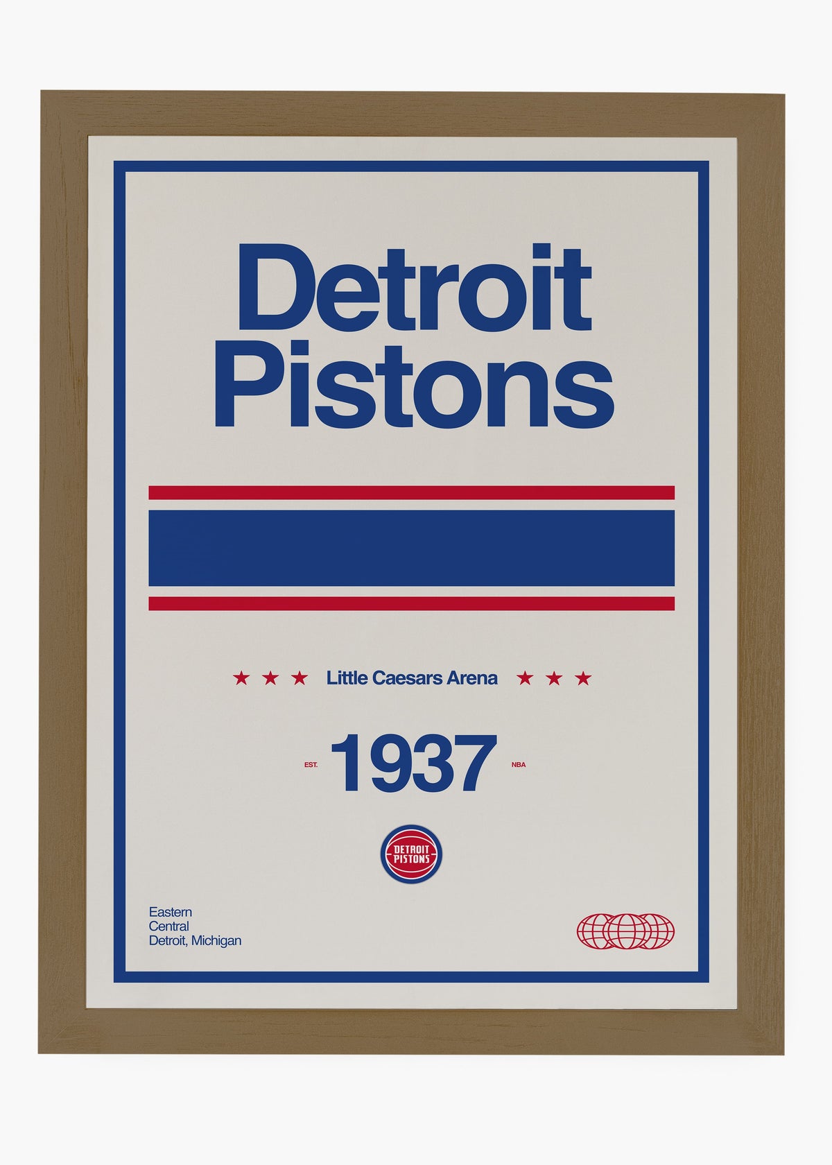 Quadro decorativo NBA Detroit Pistons — arte de basquete para parede | Cübe Quadros