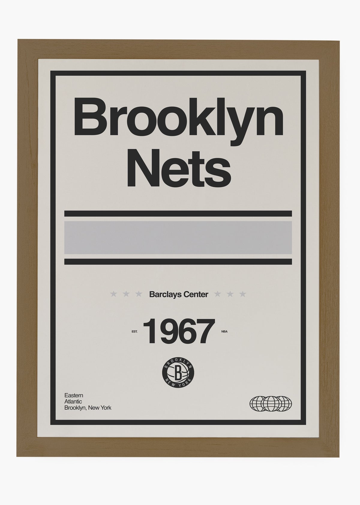 Quadro decorativo NBA Brooklyn Nets — arte de basquete para parede | Cübe Quadros