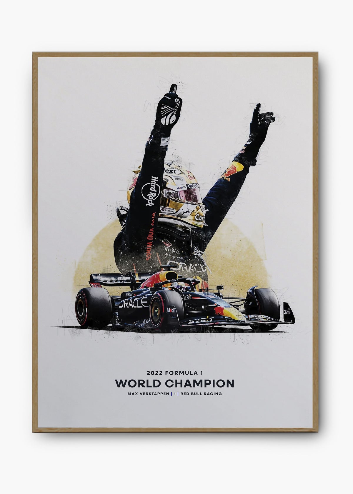 Quadro decorativo Max Verstappen World Champions — arte de automobilismo para parede | Cübe Quadros
