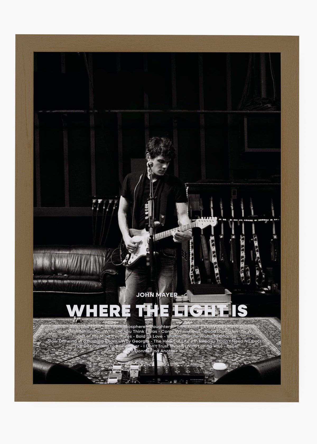 Quadro decorativo John Mayer Where The Light Is — arte musical para parede | Cübe Quadros
