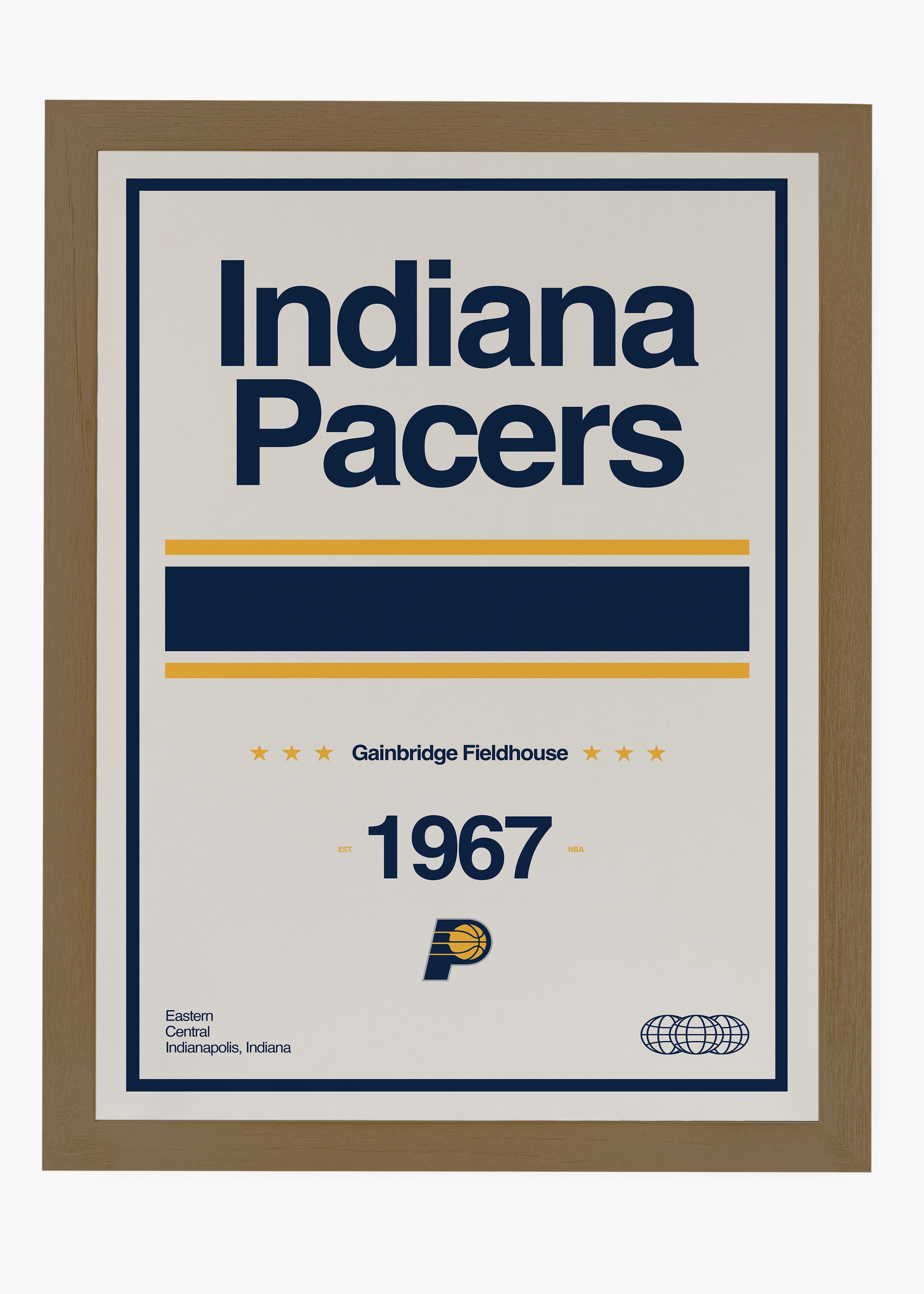 Quadro decorativo NBA Indiana Pacers — arte de basquete para parede | Cübe Quadros