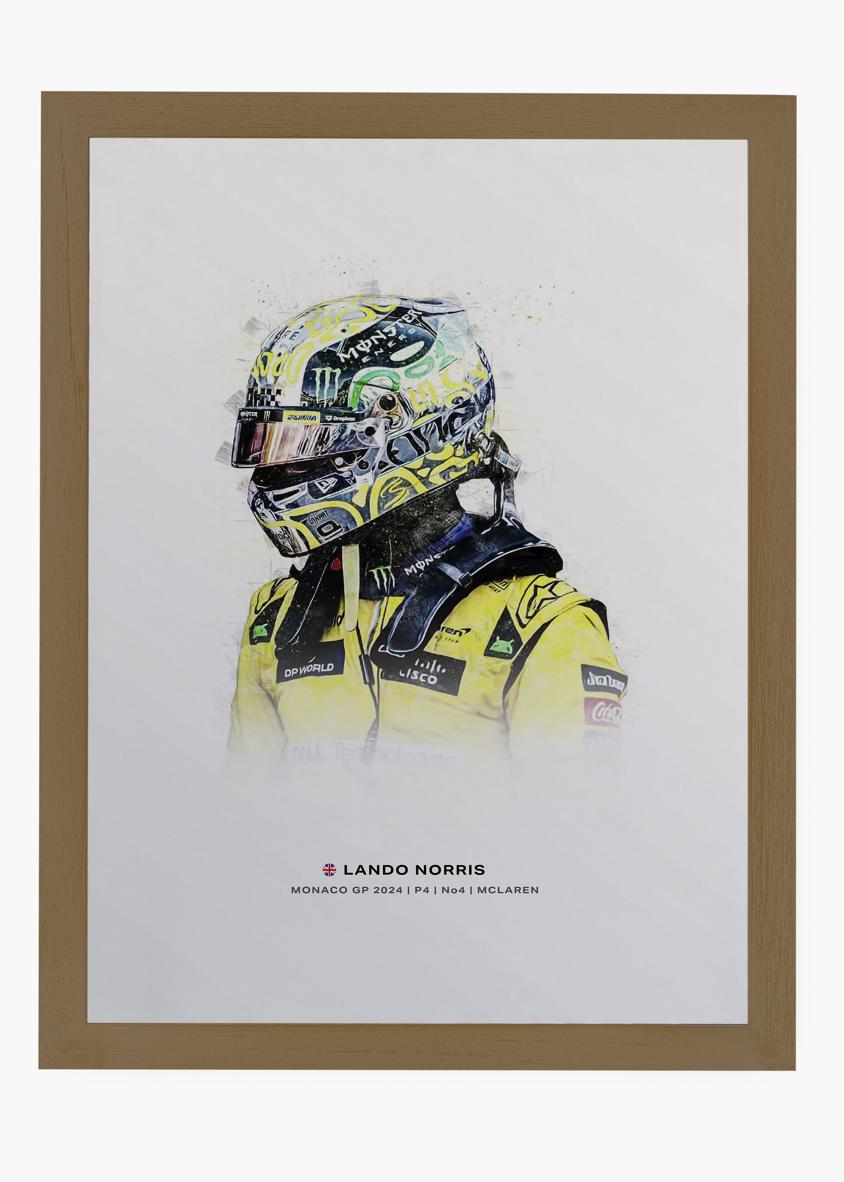 Quadro decorativo Lando Norris Monaco GP 2024 II — arte de automobilismo para parede | Cübe Quadros