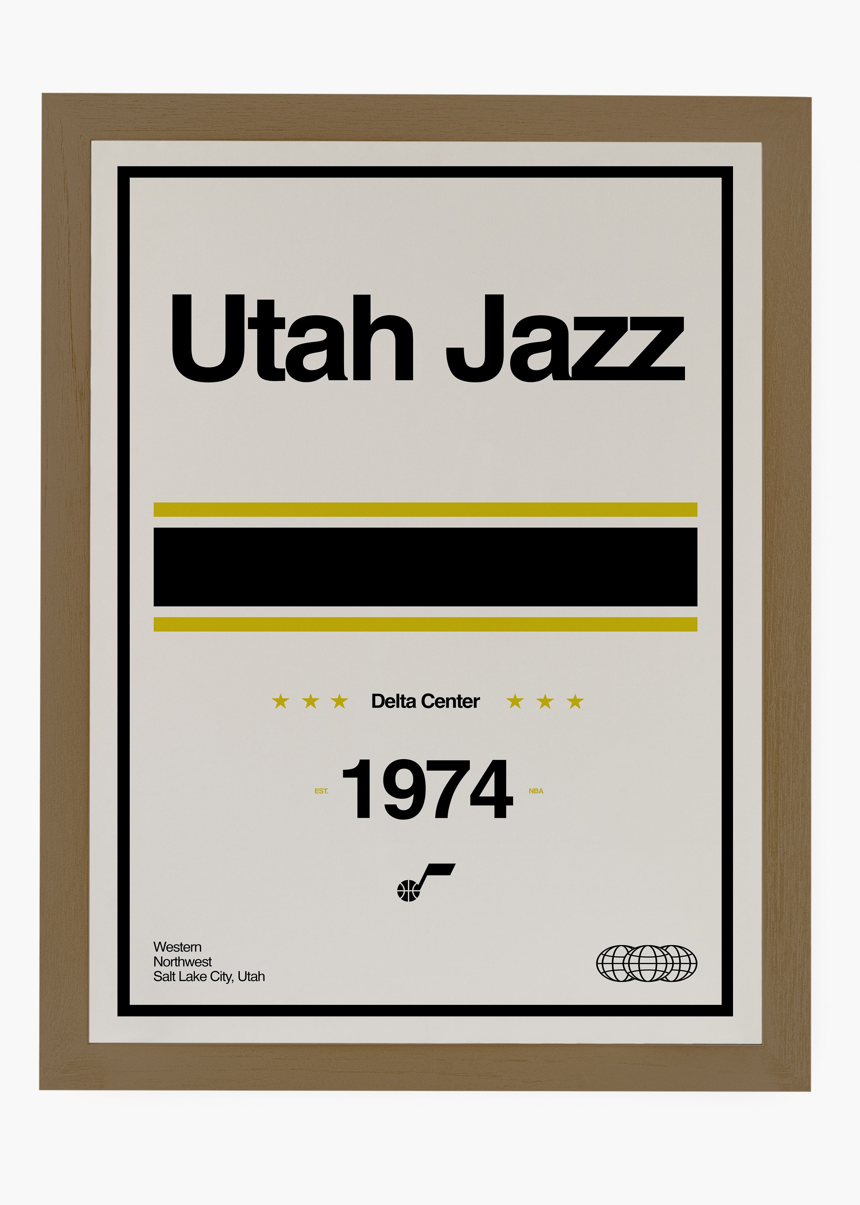 Quadro decorativo NBA Utah Jazz — arte de basquete para parede | Cübe Quadros