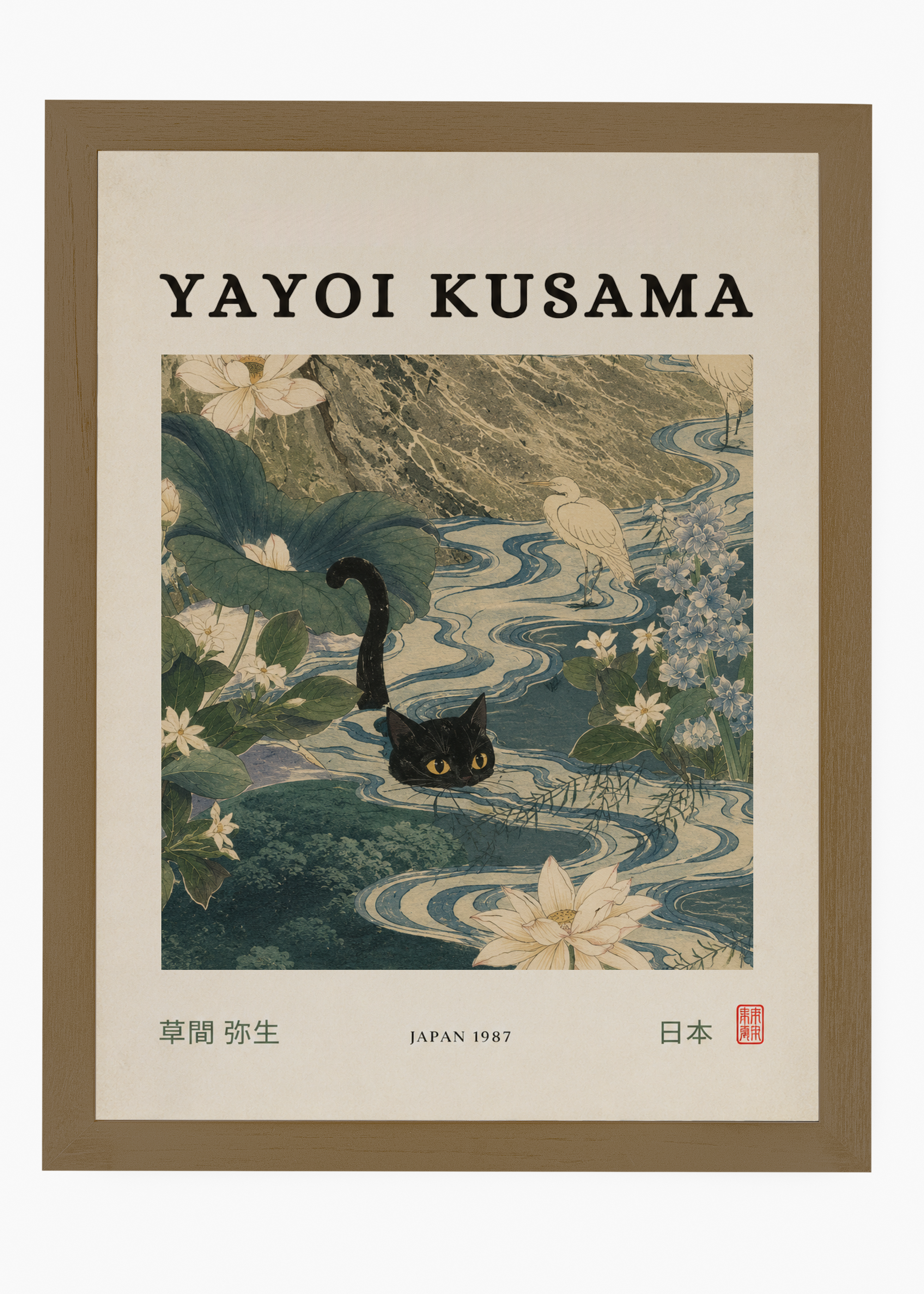 Quadro Japonês Neko Kawa - 6