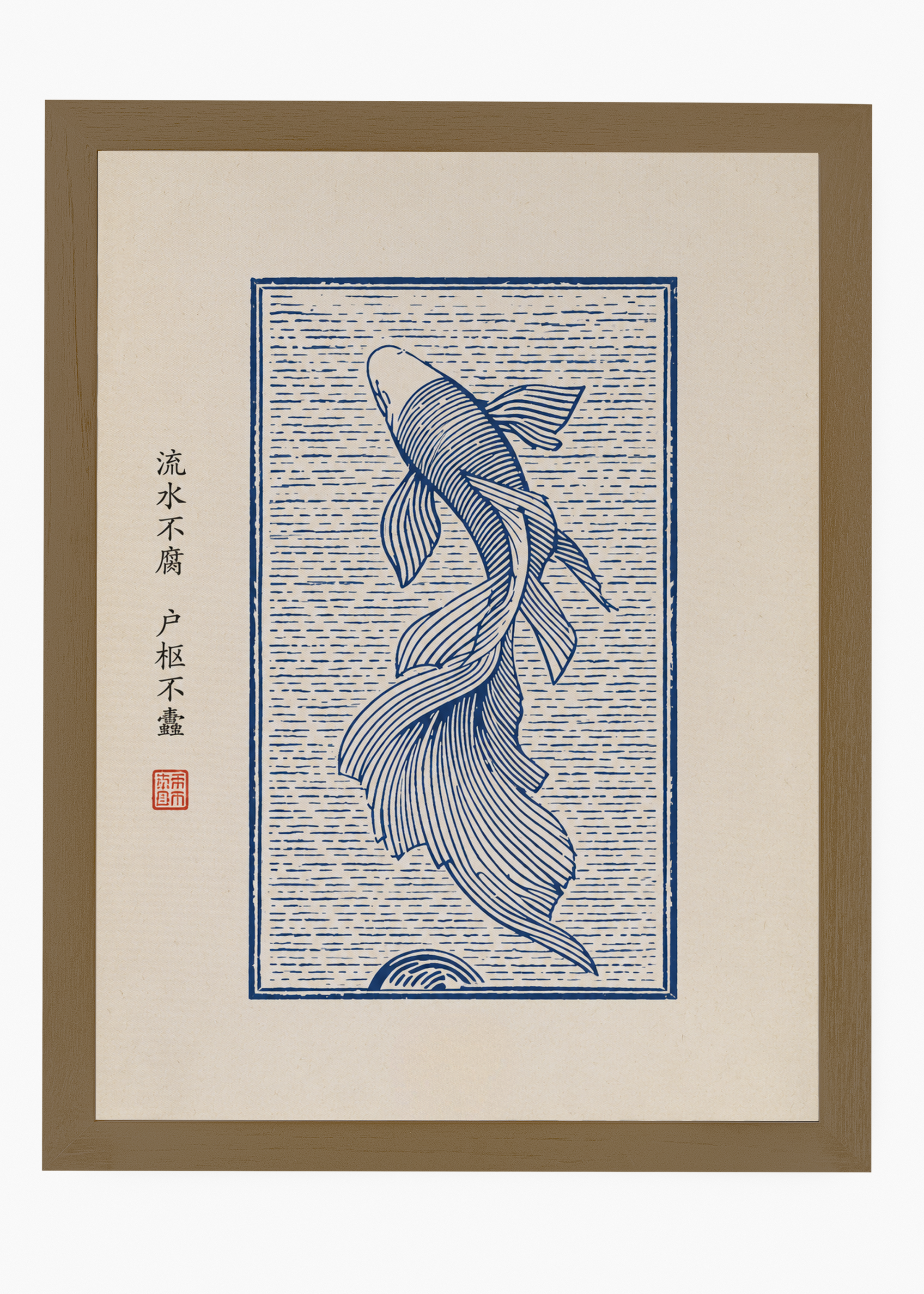 Quadro Japonês Koi Indigo - 6