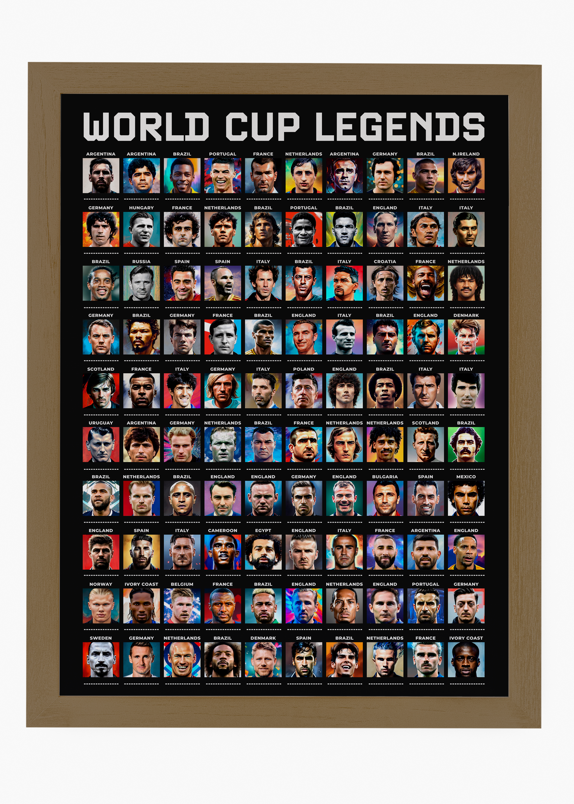 Quadro Jogadores Copa do Mundo Preto - 6