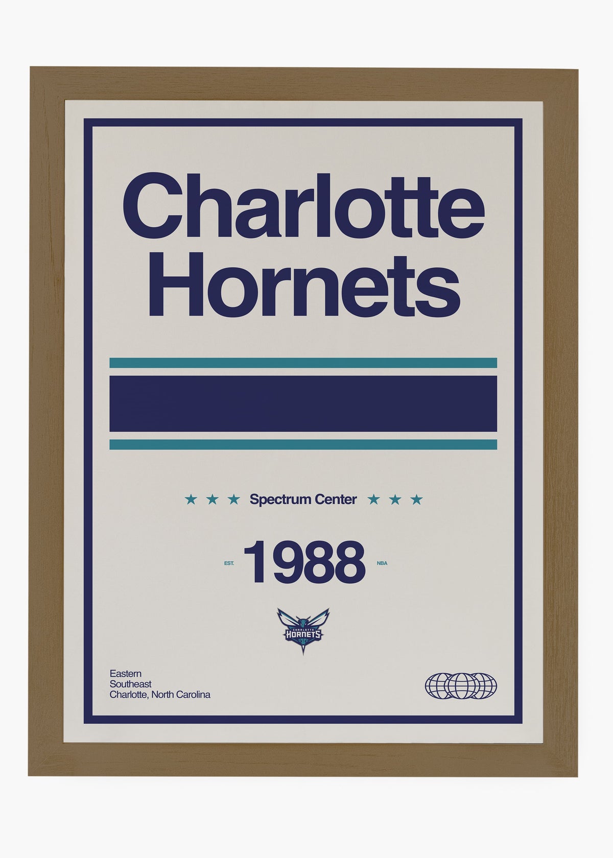 Quadro decorativo NBA Charlotte Hornets — arte de basquete para parede | Cübe Quadros