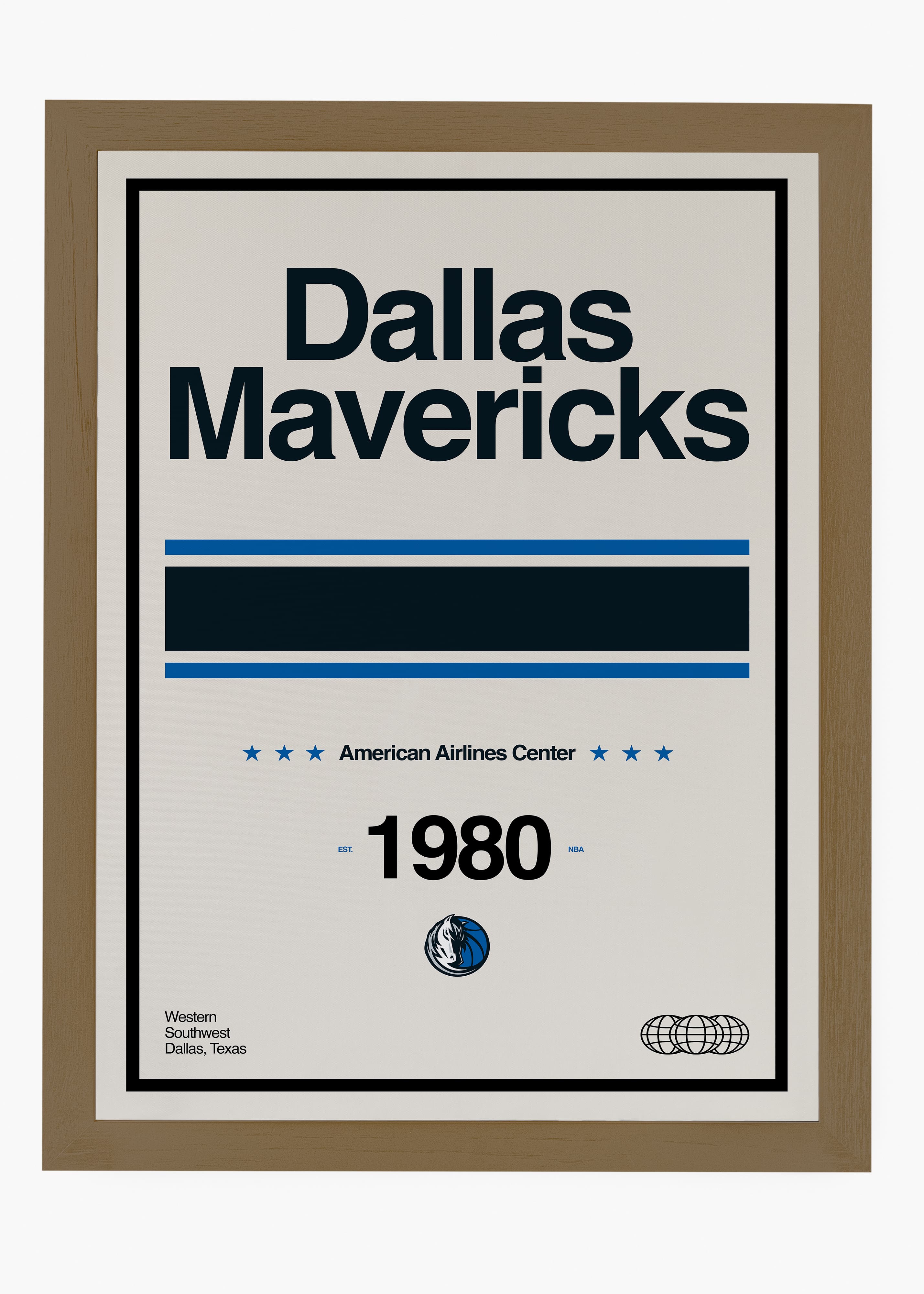 Quadro decorativo NBA Dallas Mavericks — arte de basquete para parede | Cübe Quadros