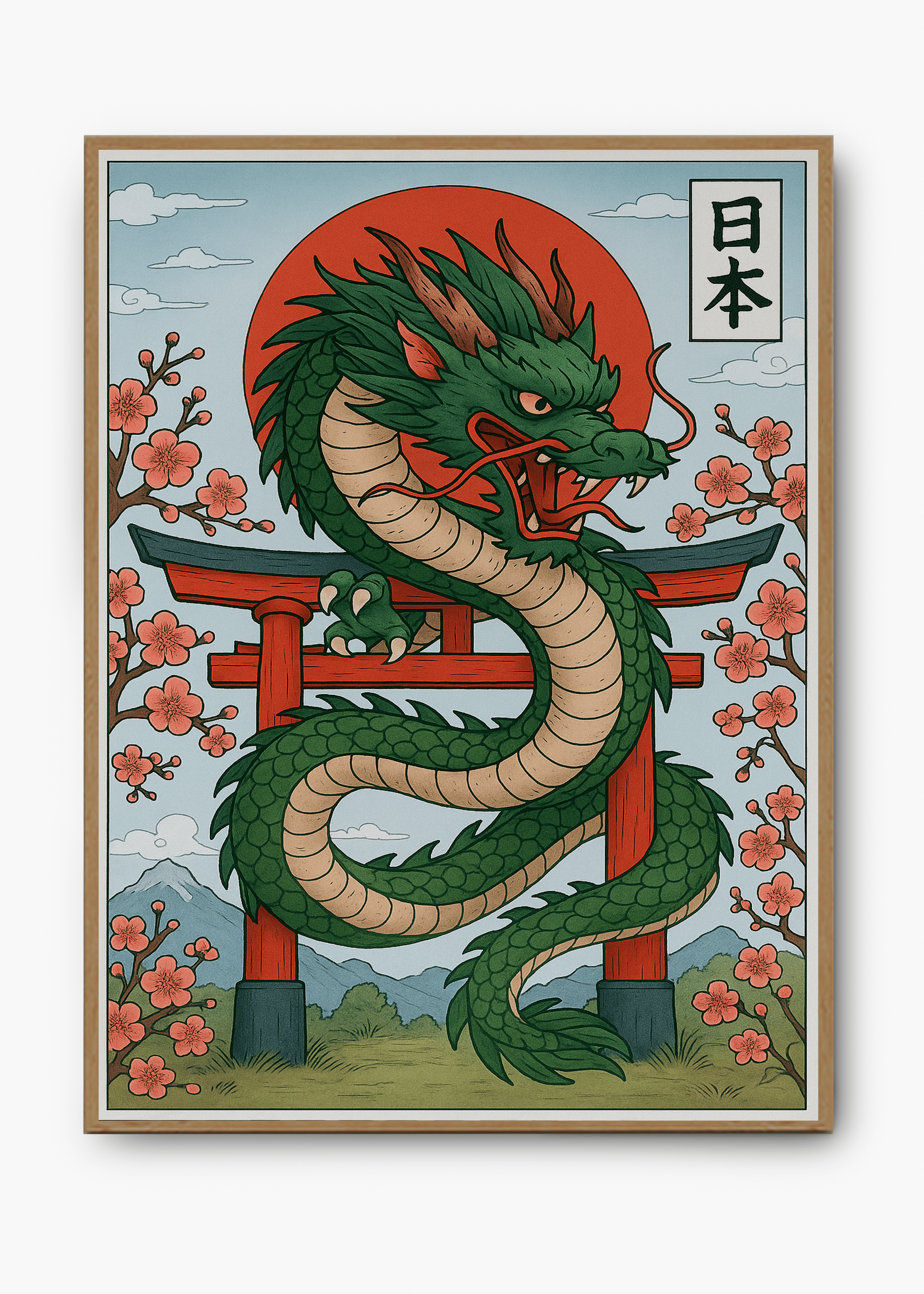 Quadro Japonês Green Dragon