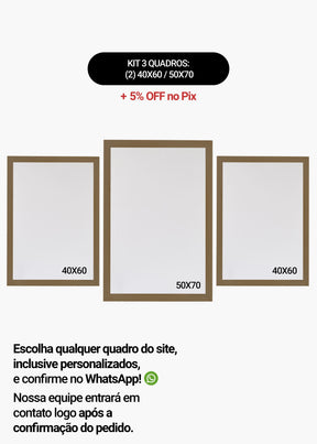 KIT 3 Quadros - Mix de Tamanhos (2un 40x60 + 50x70)