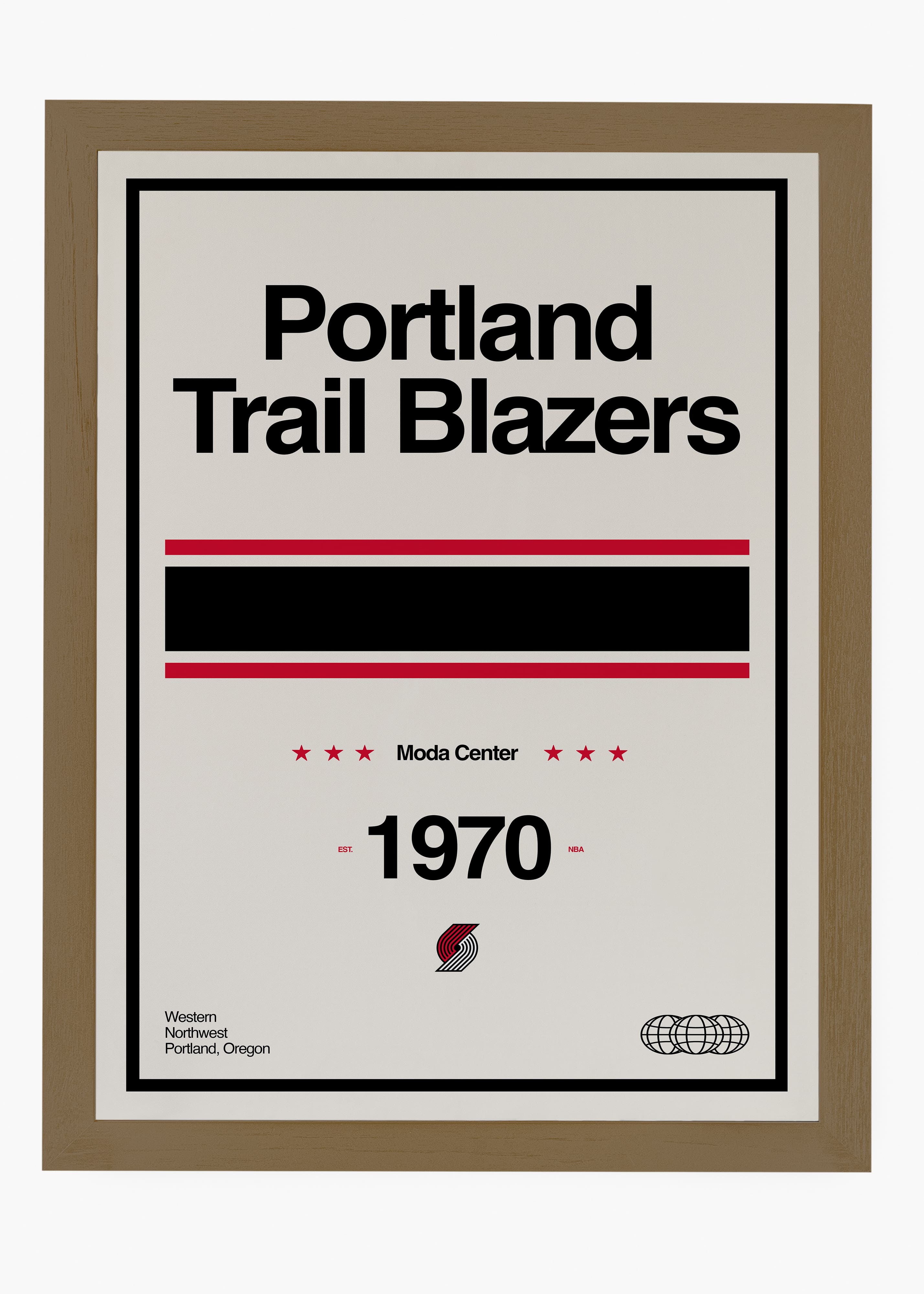 Quadro decorativo NBA Portland Trail Blazers — arte de basquete para parede | Cübe Quadros