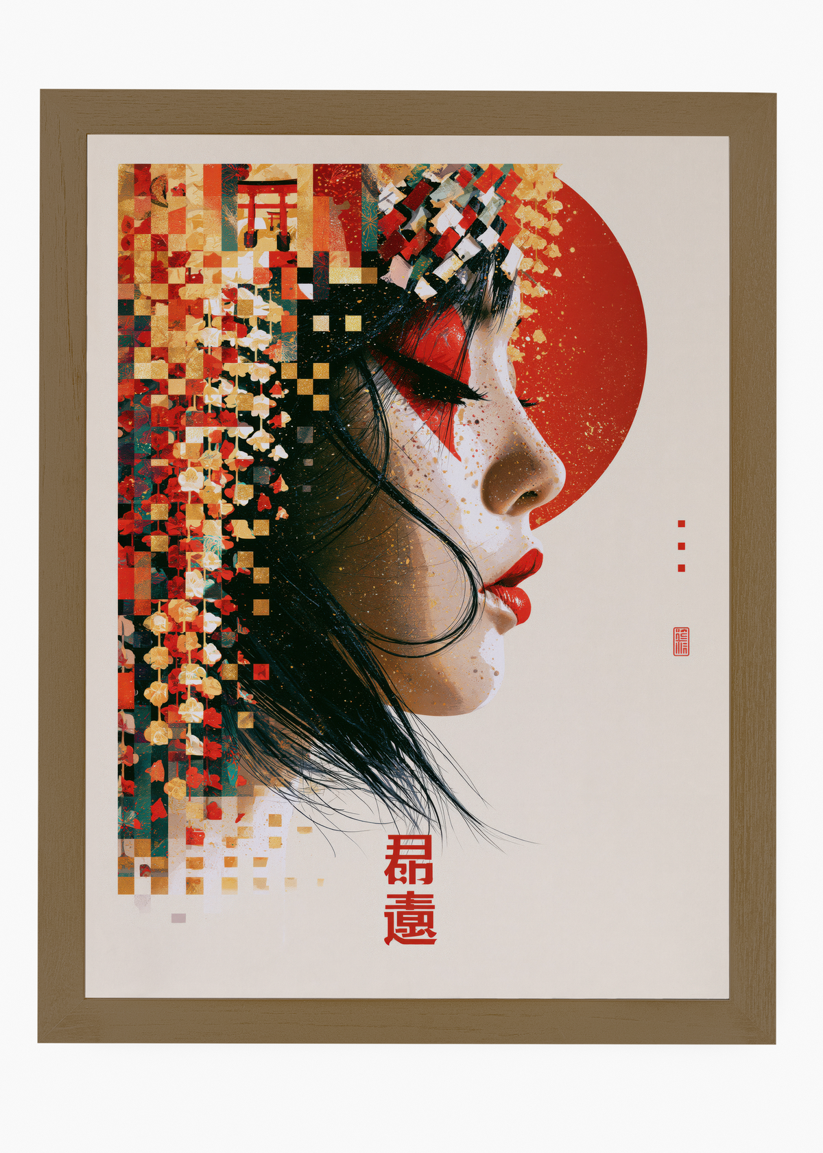 Quadro Japonês Glitch Geisha - 6