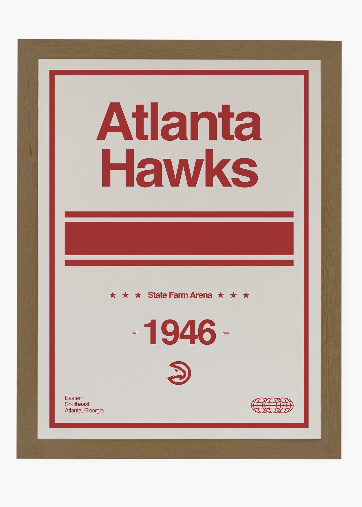 Quadro decorativo NBA Atlanta Hawks — arte de basquete para parede | Cübe Quadros