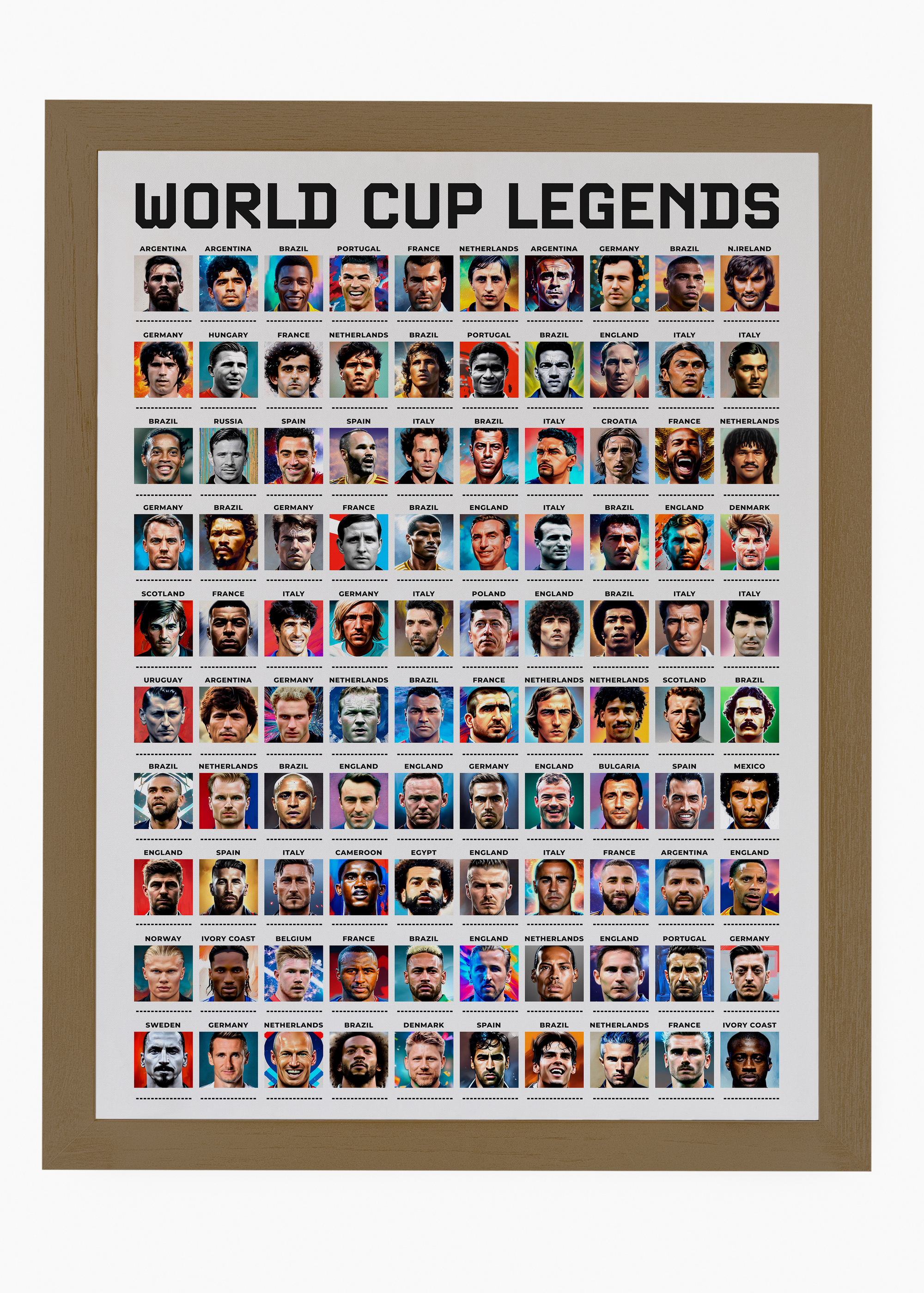 Quadro Jogadores Copa do Mundo Branco - 6
