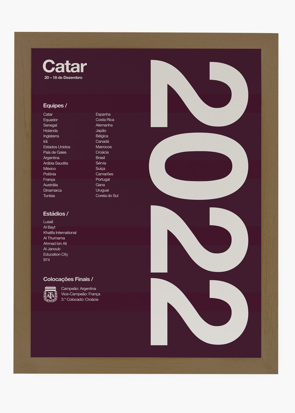 Quadro Copa do Mundo Catar 2022