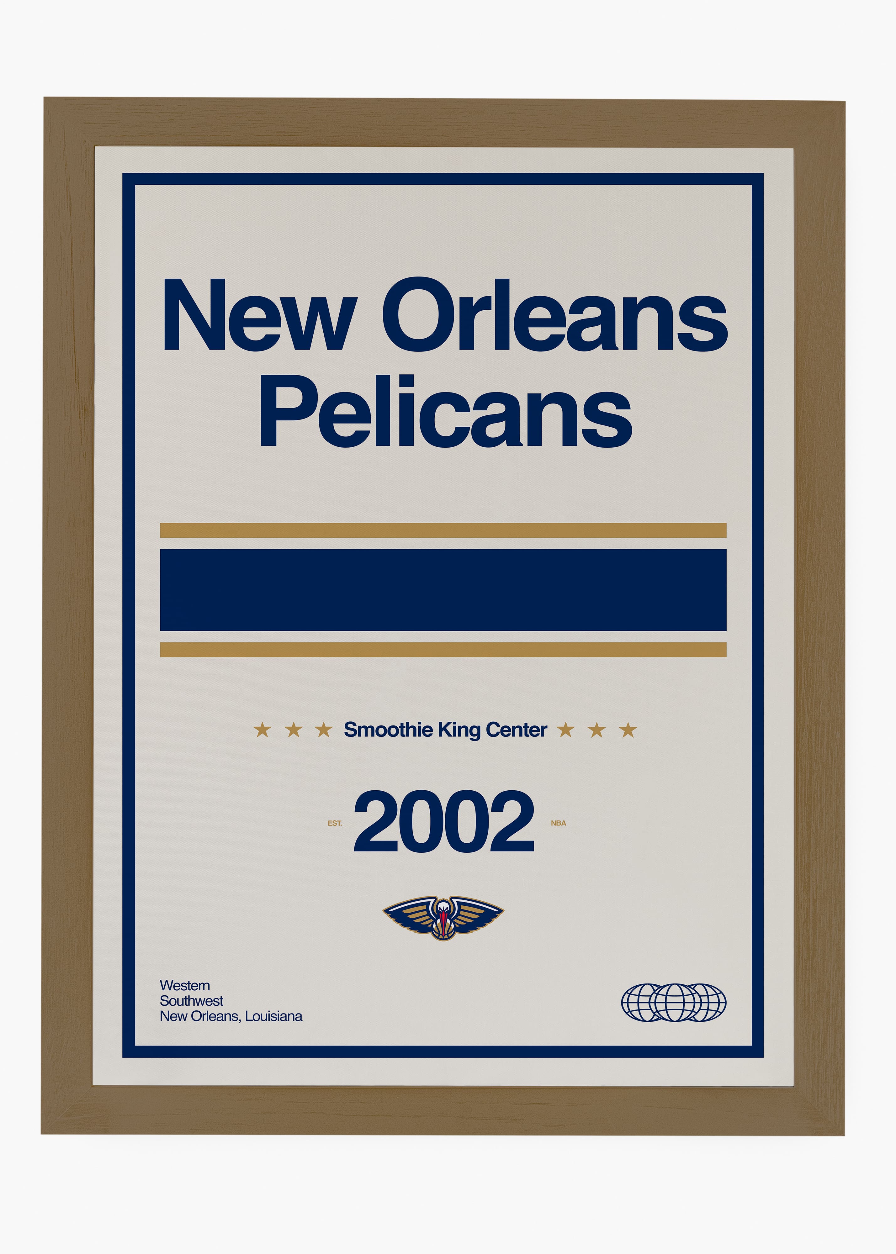 Quadro decorativo NBA New Orleans Pelicans — arte de basquete para parede | Cübe Quadros
