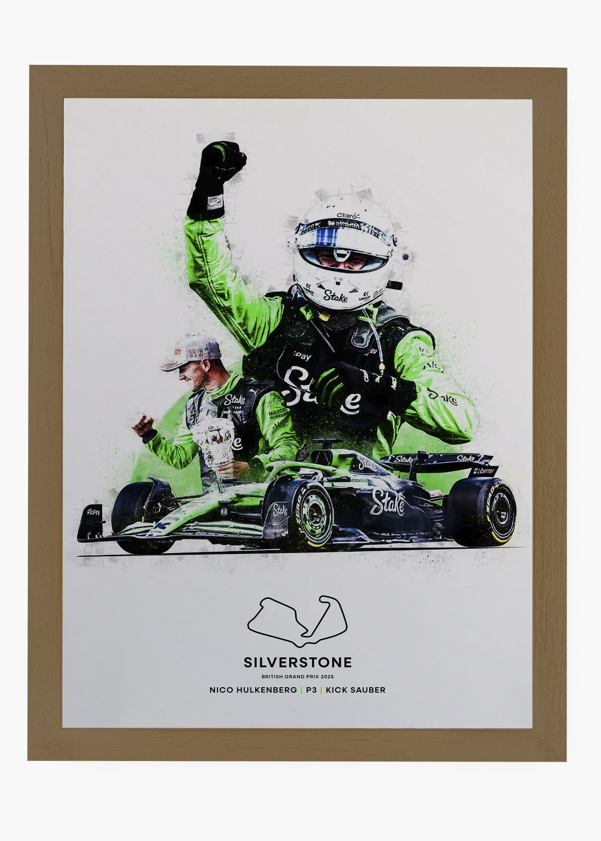 Quadro decorativo Nico Hulkenberg P3 Silverstone 2025 — arte de automobilismo para parede | Cübe Quadros
