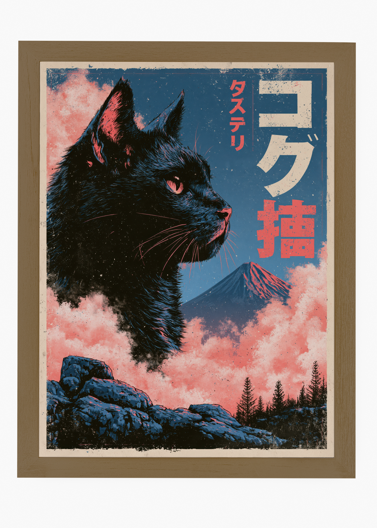 Quadro Japonês Cat at Fuji - 6