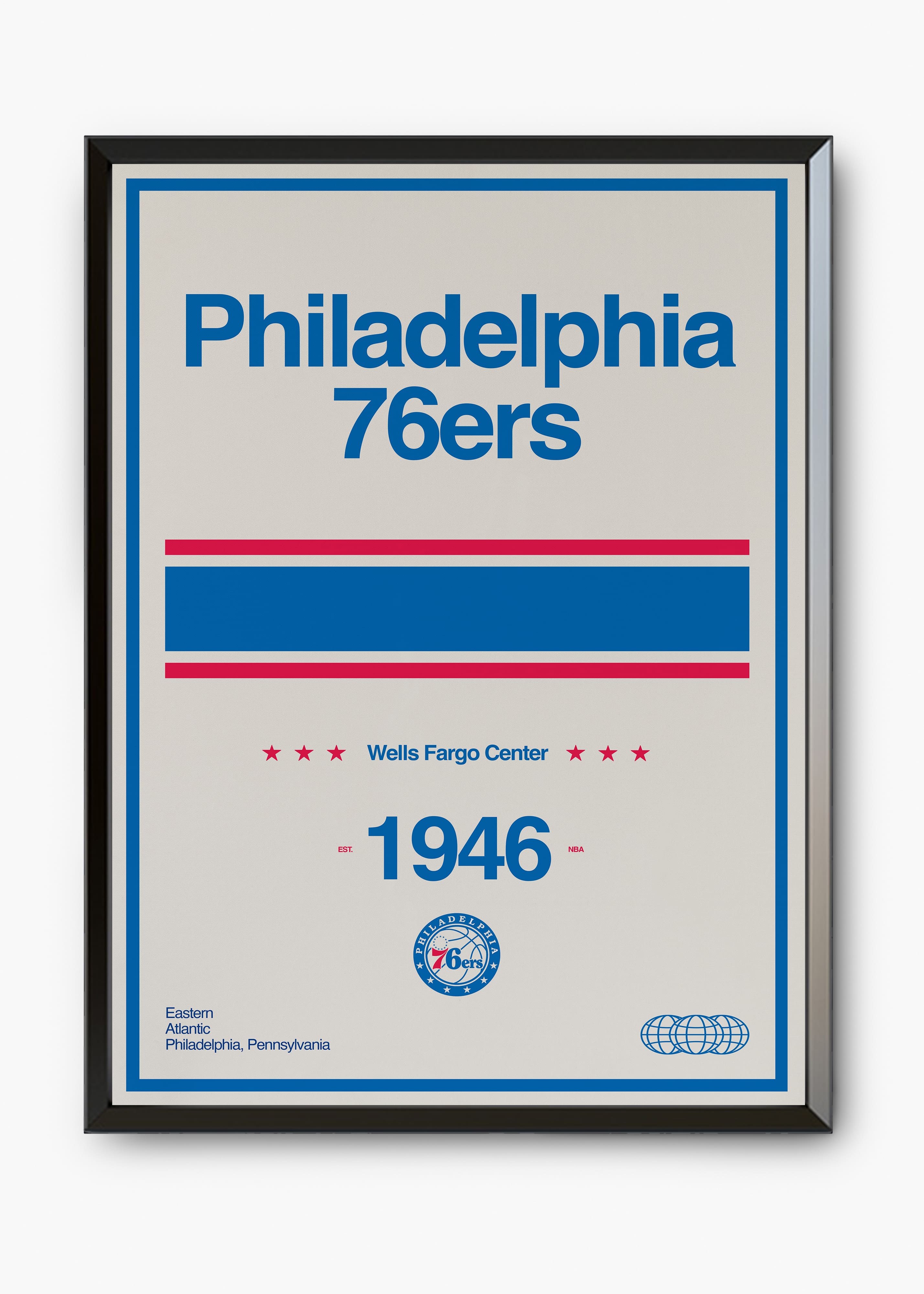 Quadro decorativo NBA Philadelphia 76ers — arte de basquete para parede | Cübe Quadros
