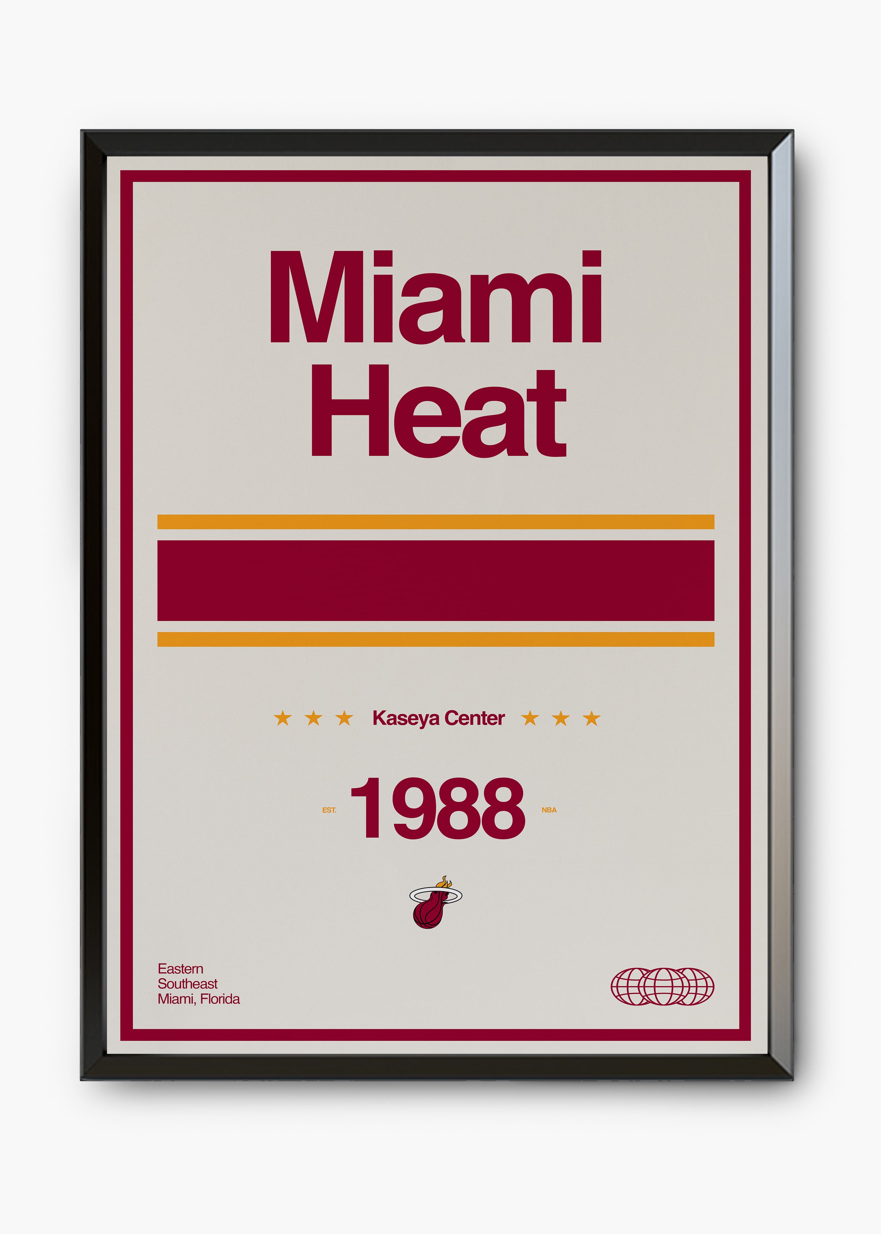 Quadro decorativo NBA Miami Heat — arte de basquete para parede | Cübe Quadros