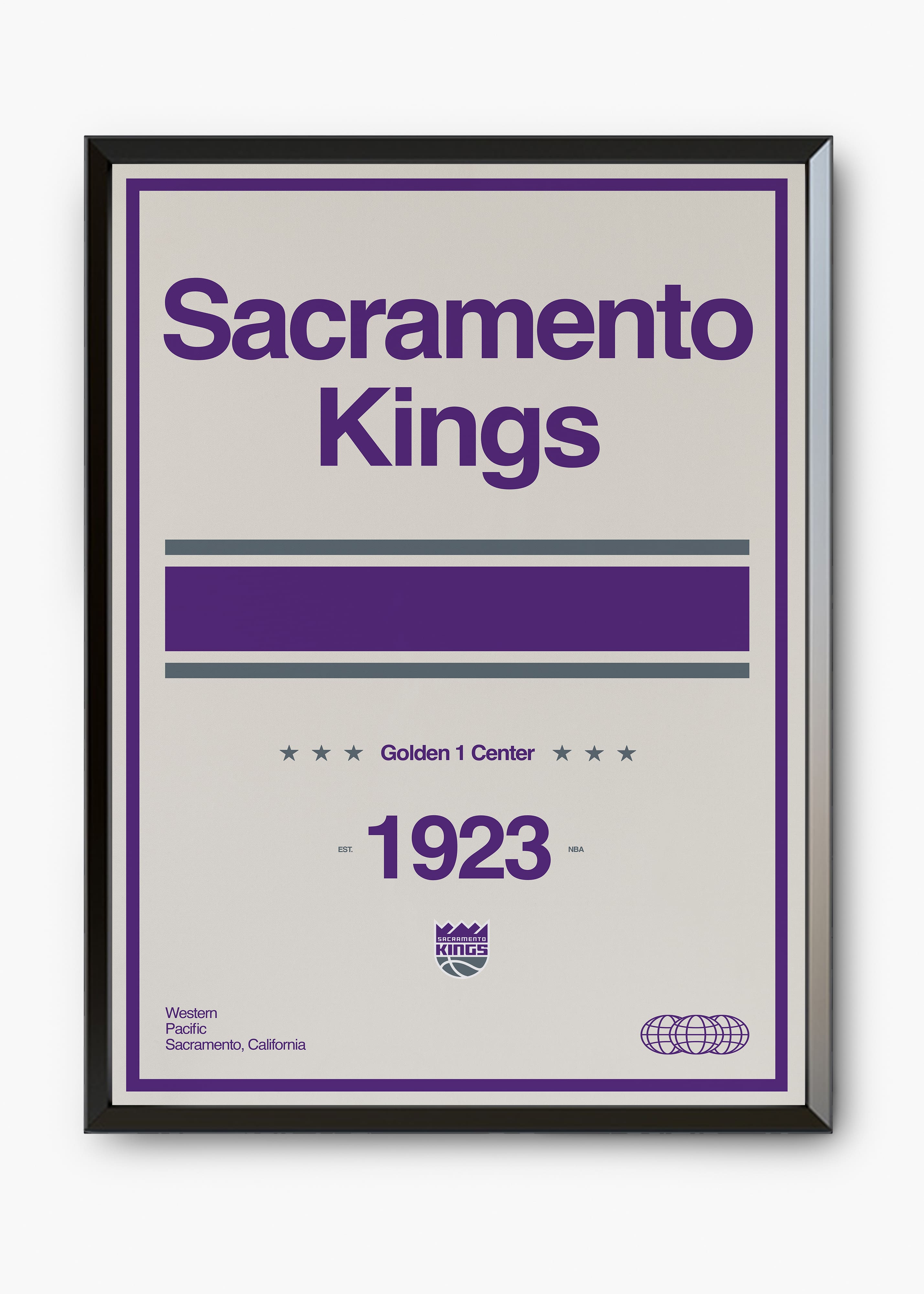 Quadro decorativo NBA Sacramento Kings — arte de basquete para parede | Cübe Quadros