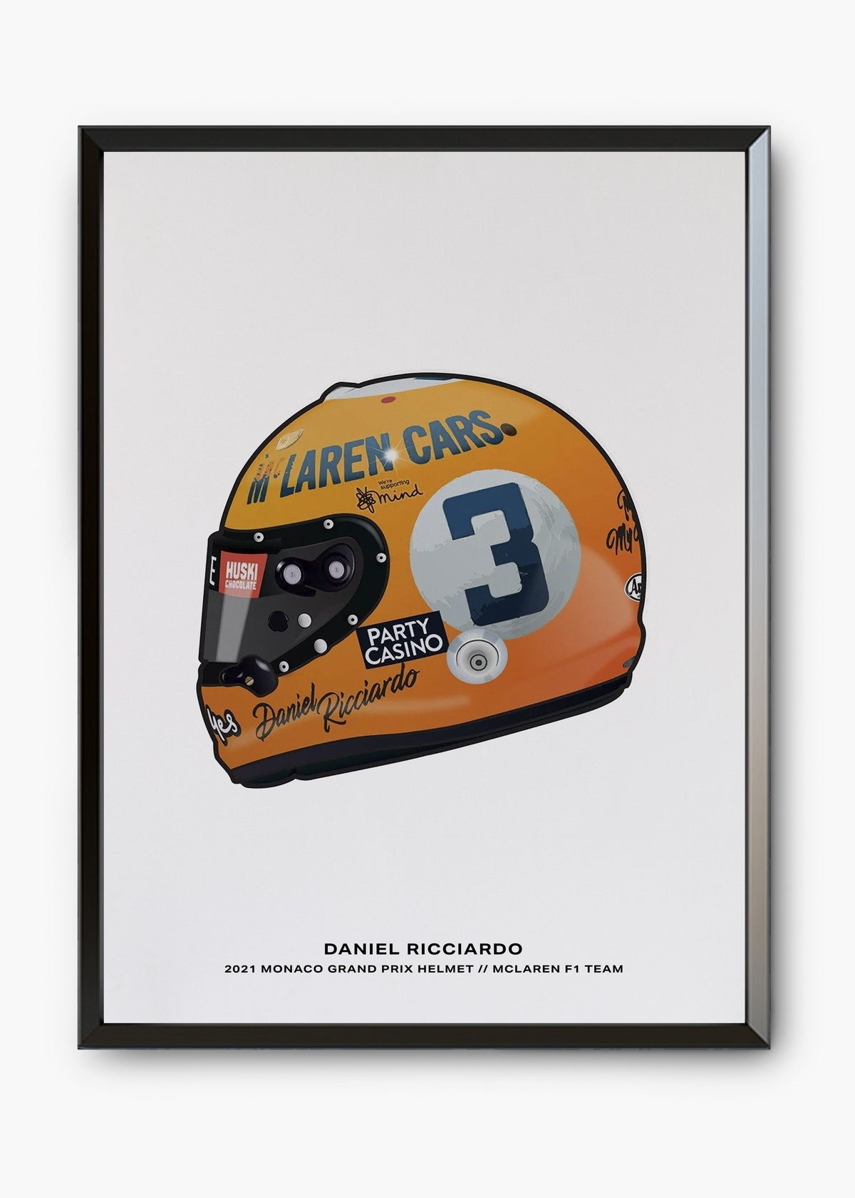Quadro decorativo Daniel Ricciardo 2021 Mônaco Edition — arte de automobilismo para parede | Cübe Quadros