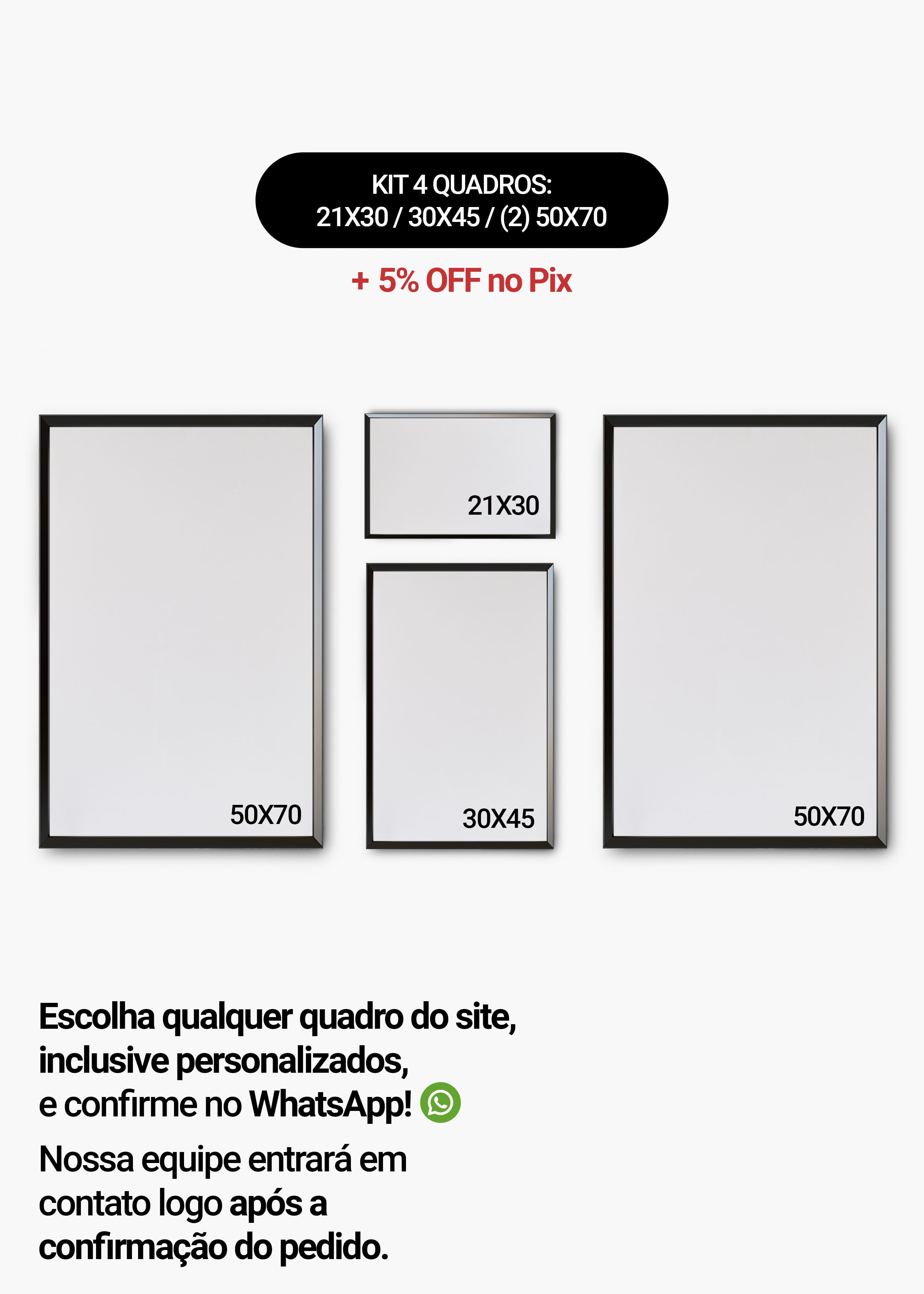 KIT 4 Quadros - Mix de Tamanhos (21x30 + 30x45 + 2un 50x70)