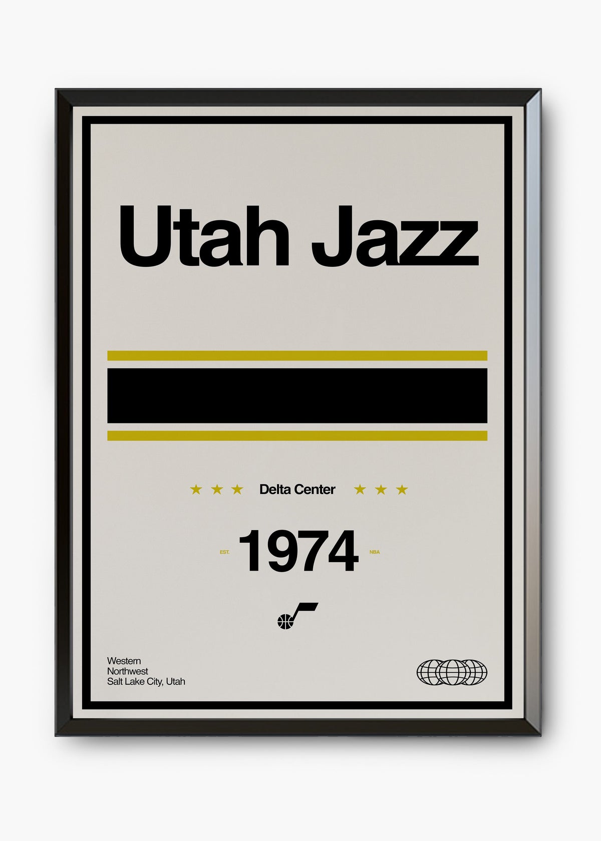 Quadro decorativo NBA Utah Jazz — arte de basquete para parede | Cübe Quadros