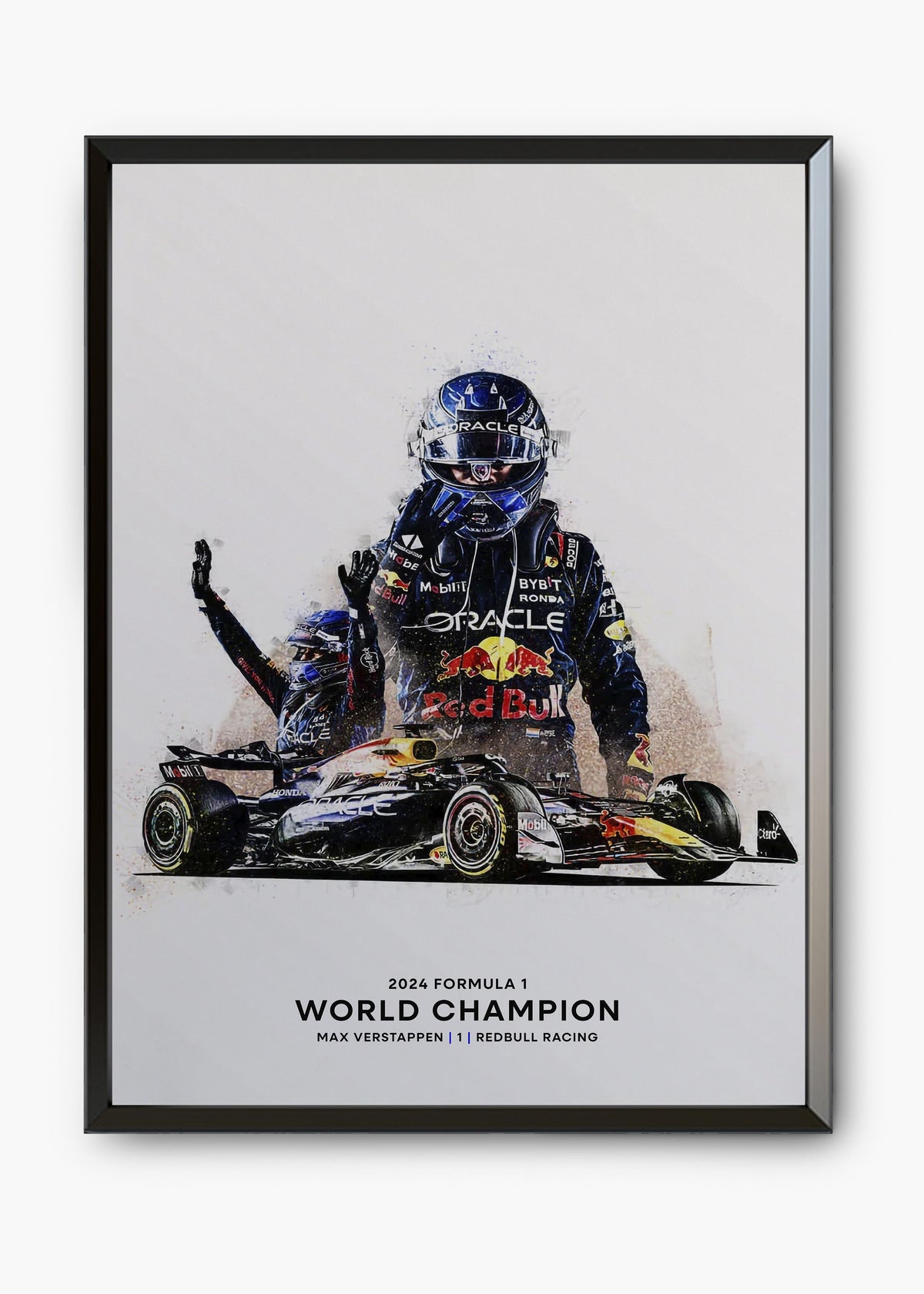 Quadro decorativo Max Verstappen World Champion 2024 — arte de automobilismo para parede | Cübe Quadros