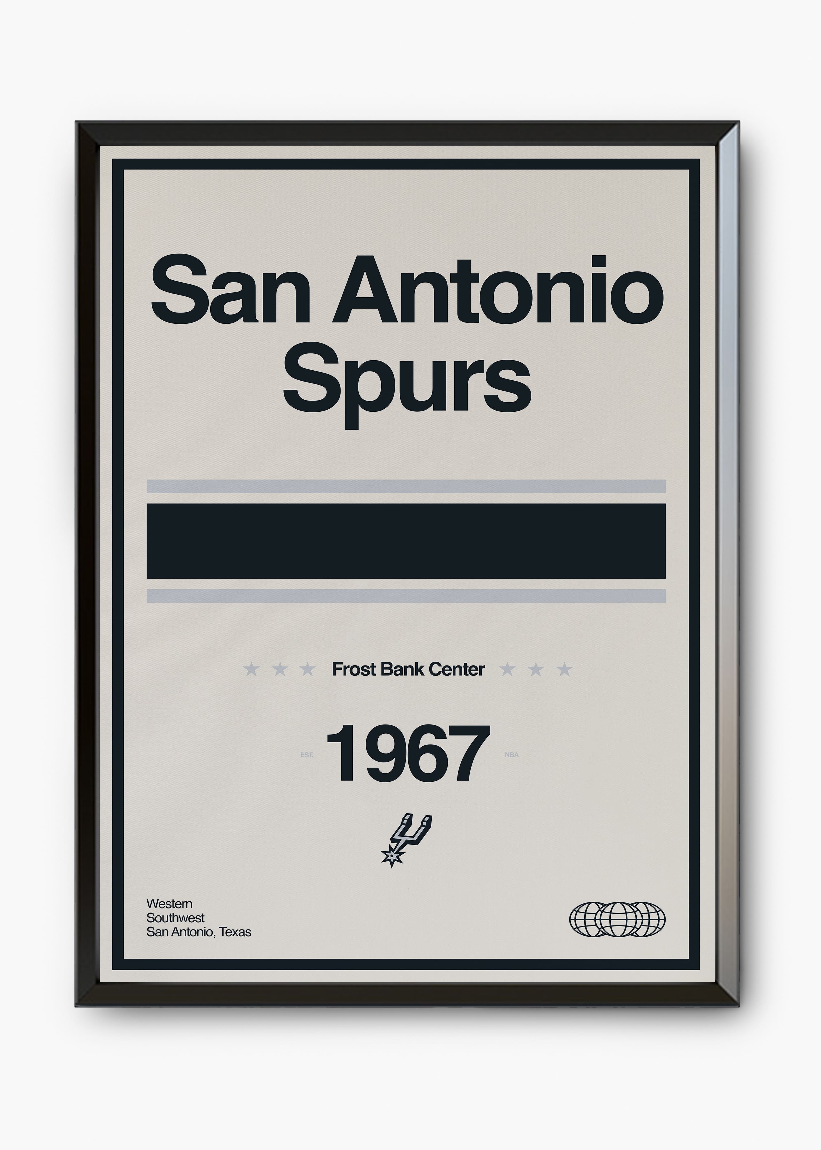 Quadro decorativo NBA San Antonio Spurs — arte de basquete para parede | Cübe Quadros
