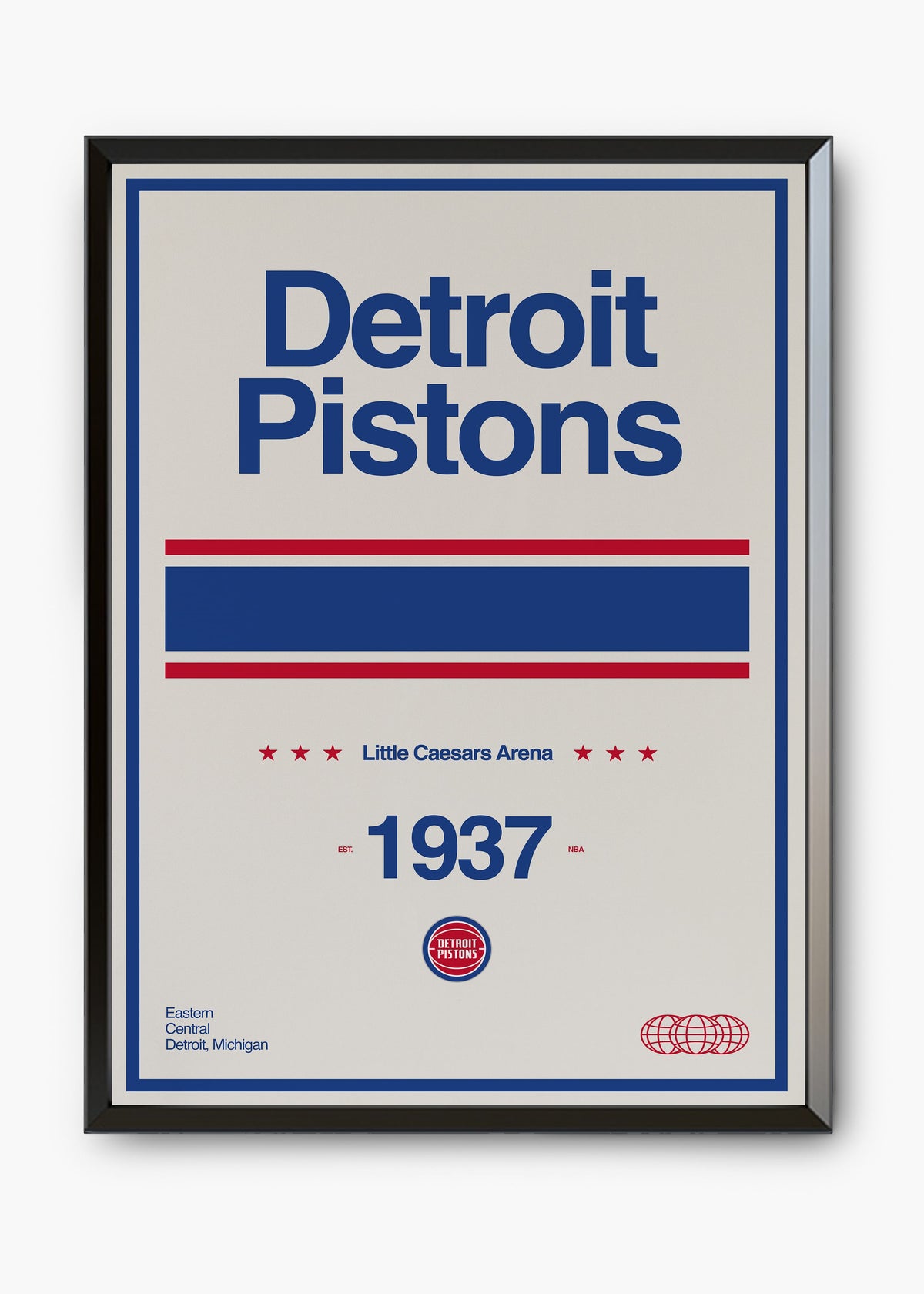 Quadro decorativo NBA Detroit Pistons — arte de basquete para parede | Cübe Quadros