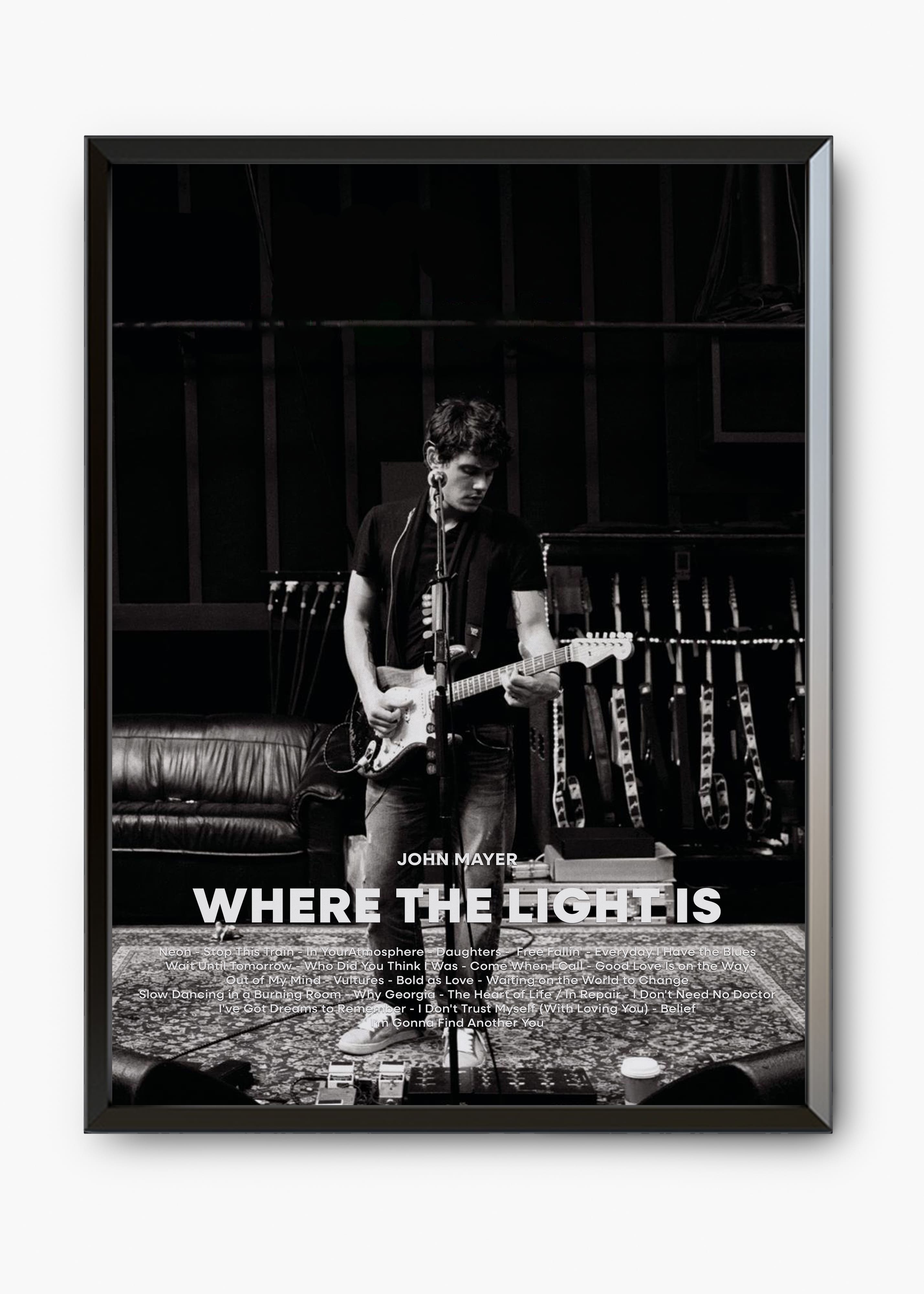 Quadro decorativo John Mayer Where The Light Is — arte musical para parede | Cübe Quadros