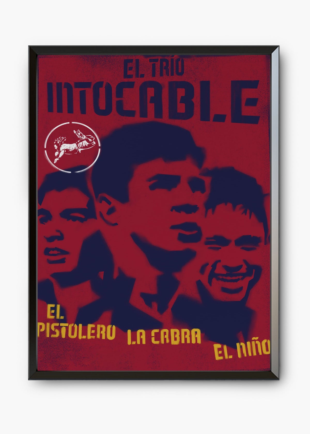 Quadro decorativo Trio MSN — arte de futebol para parede | Cübe Quadros