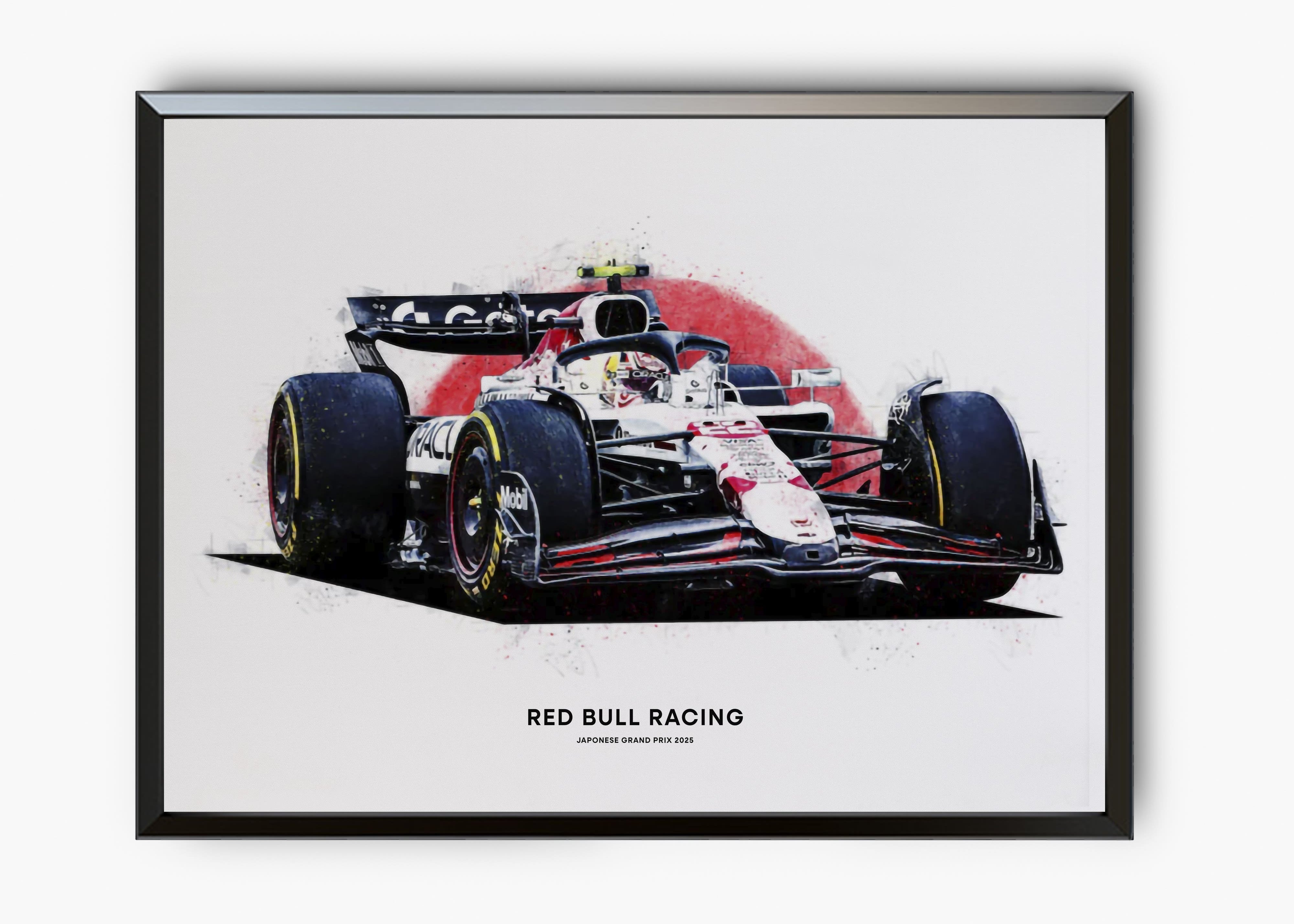 Quadro decorativo Red Bull Racing Japão 2025 — arte de automobilismo para parede | Cübe Quadros