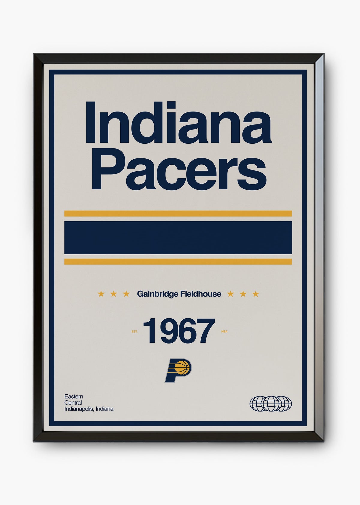 Quadro decorativo NBA Indiana Pacers — arte de basquete para parede | Cübe Quadros