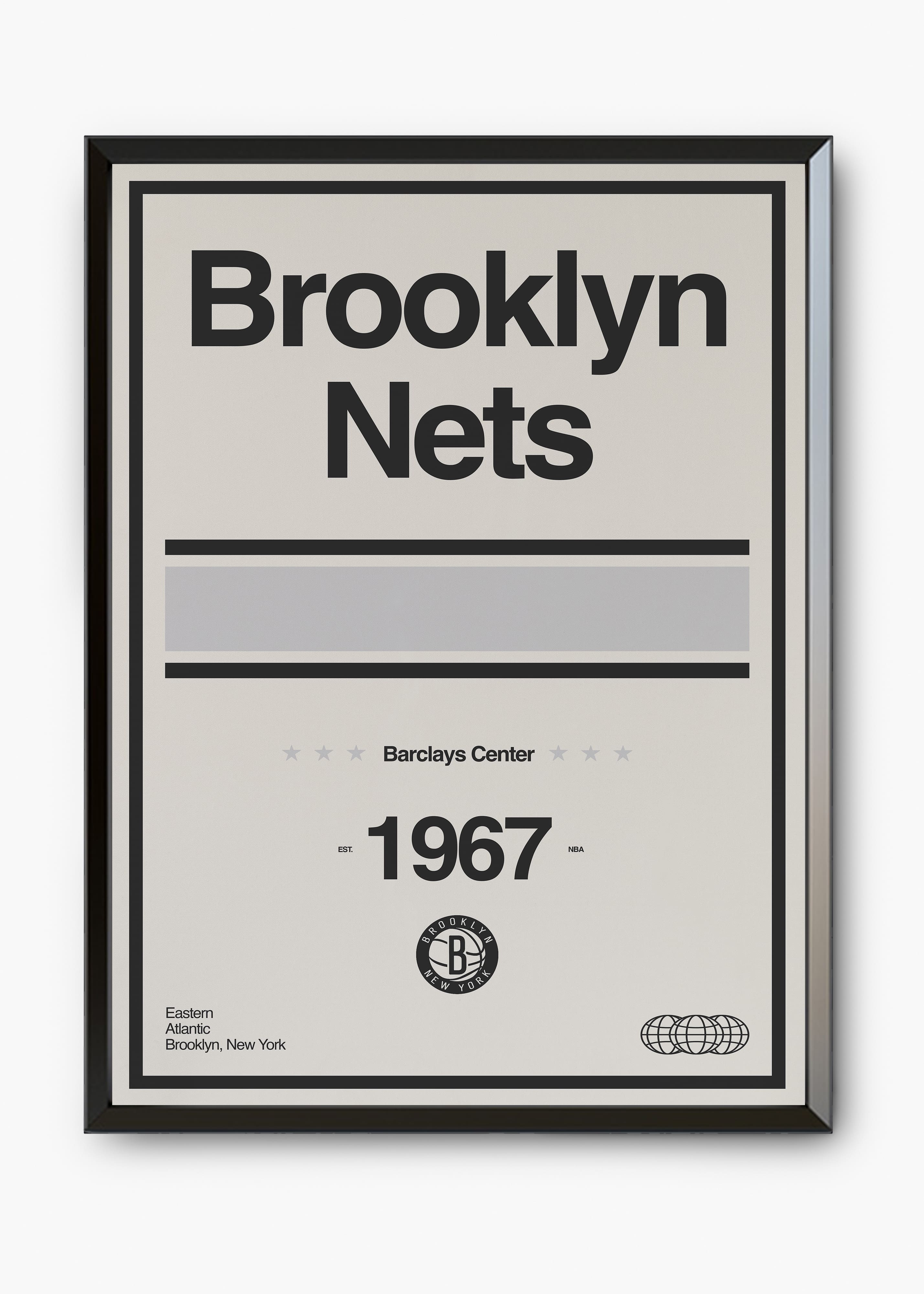 Quadro decorativo NBA Brooklyn Nets — arte de basquete para parede | Cübe Quadros