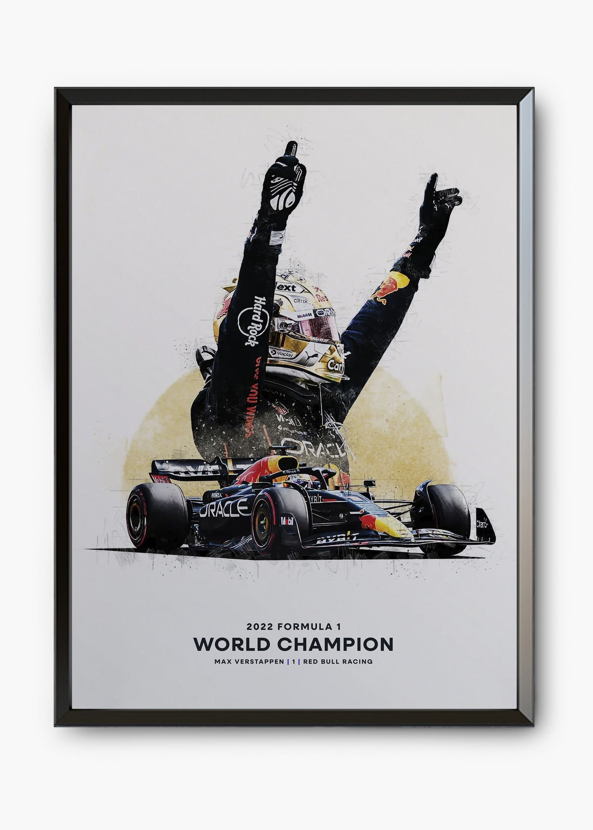 Quadro decorativo Max Verstappen World Champions — arte de automobilismo para parede | Cübe Quadros