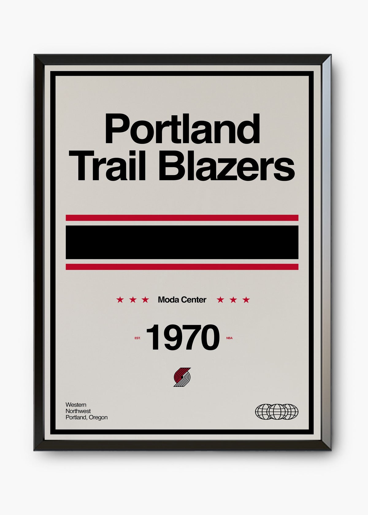 Quadro decorativo NBA Portland Trail Blazers — arte de basquete para parede | Cübe Quadros