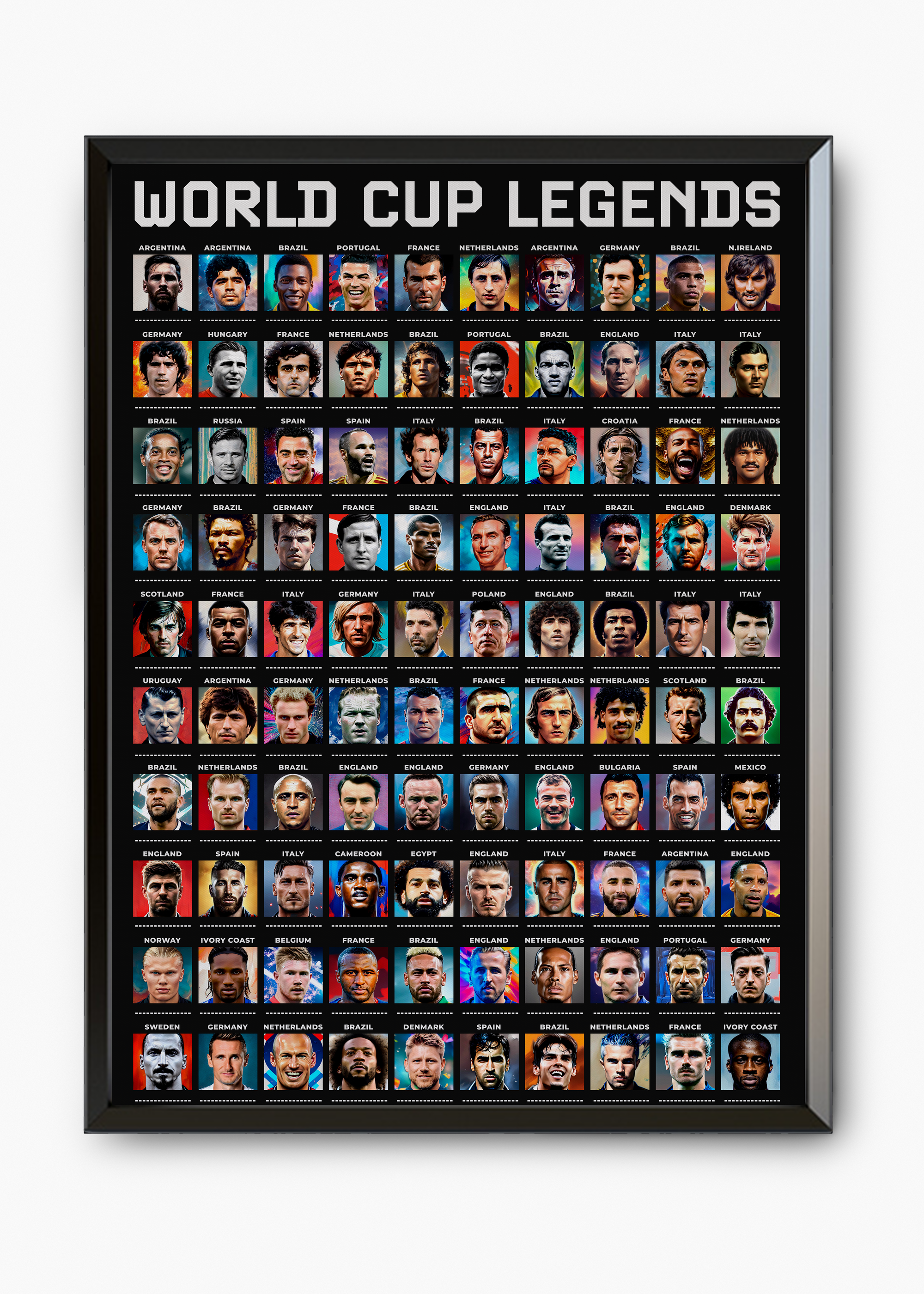 Quadro Jogadores Copa do Mundo Preto - 7