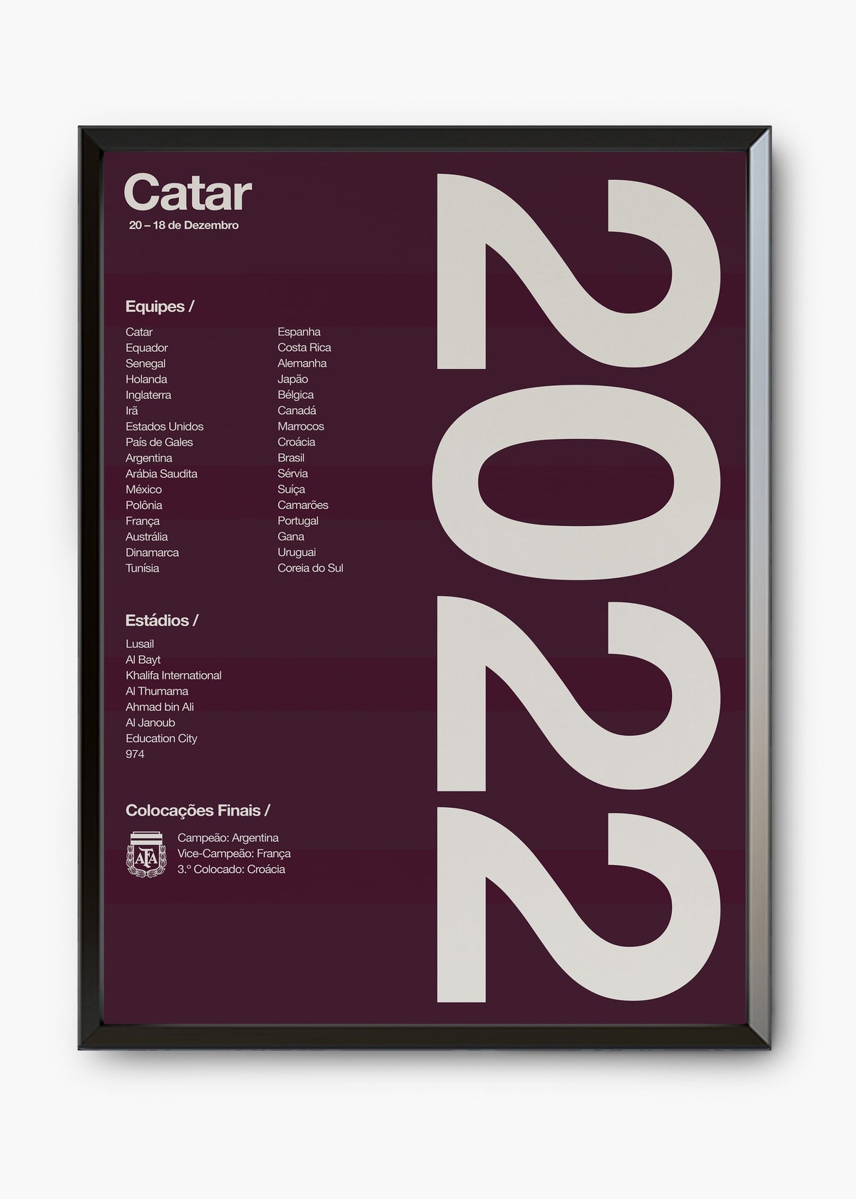 Quadro Copa do Mundo Catar 2022