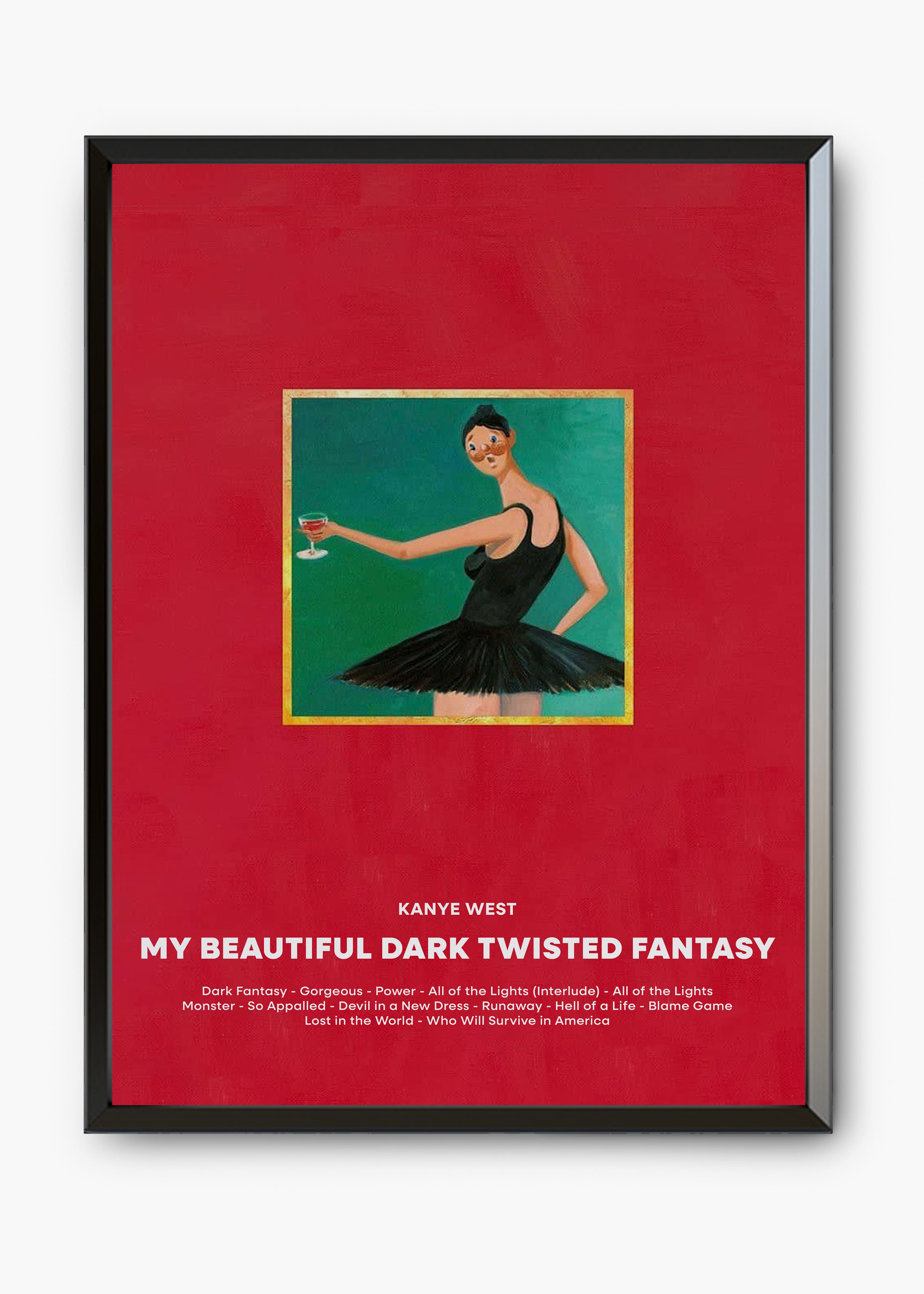 Quadro decorativo Kanye West My Beautiful Dark Twisted Fantasy — arte de rap para parede | Cübe Quadros