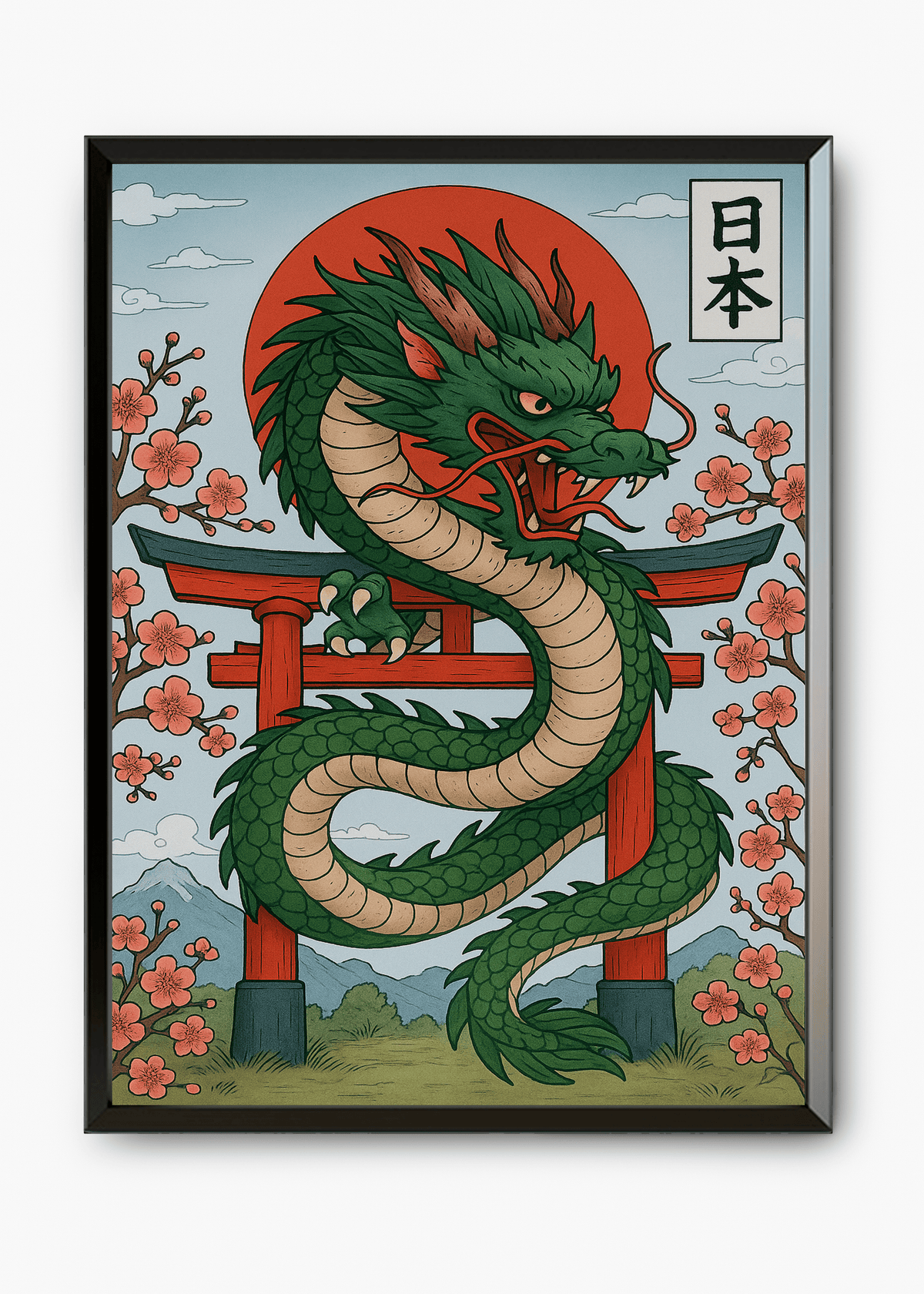 Quadro Japonês Green Dragon