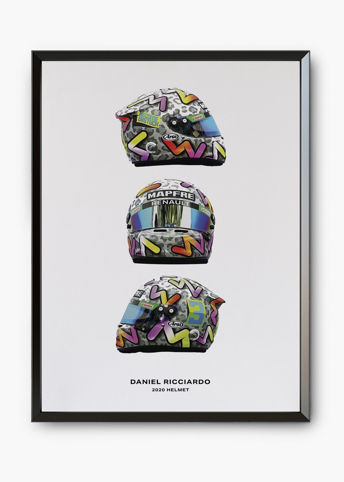 Quadro decorativo Daniel Ricciardo 2020 II — arte de automobilismo para parede | Cübe Quadros