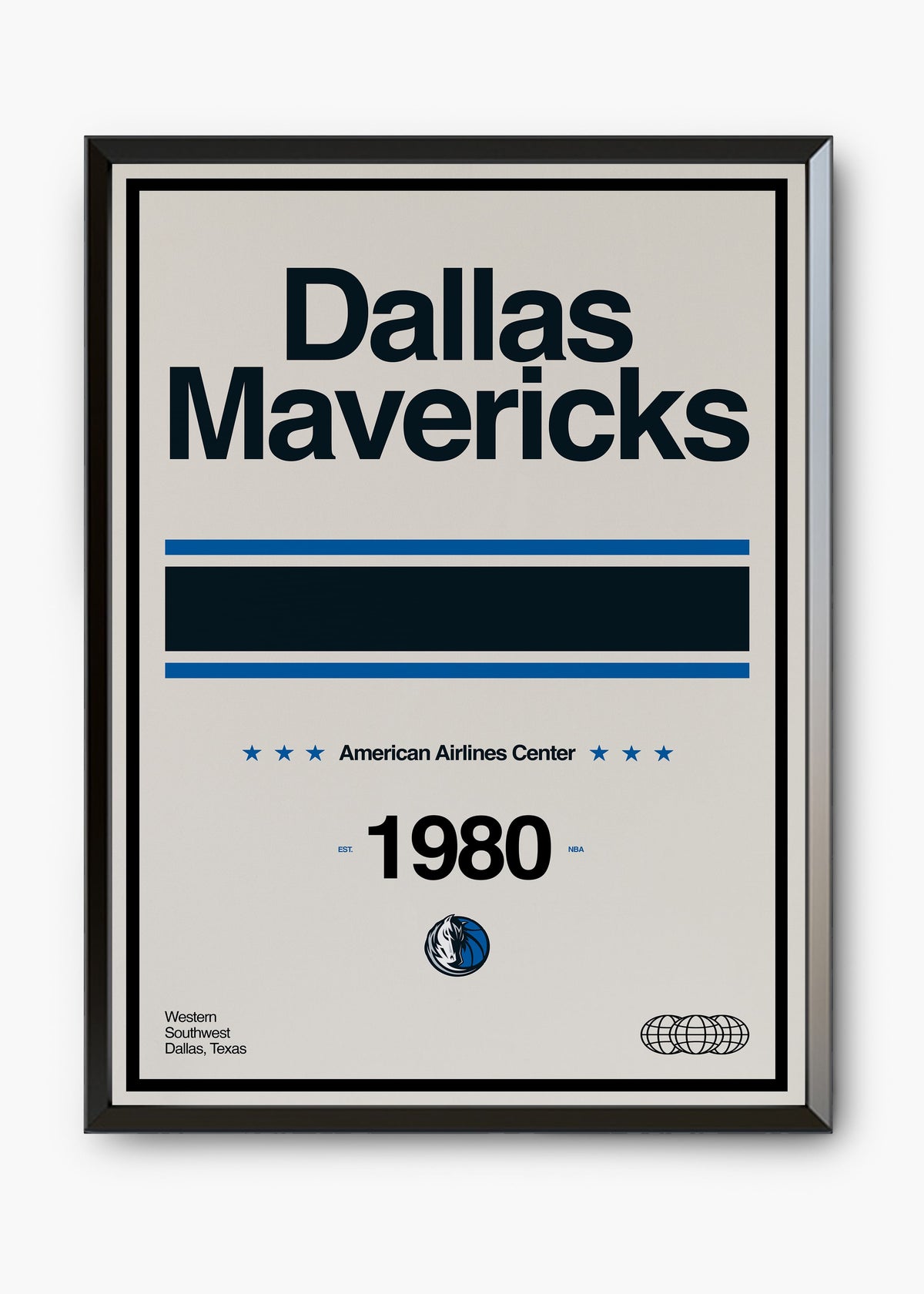 Quadro decorativo NBA Dallas Mavericks — arte de basquete para parede | Cübe Quadros